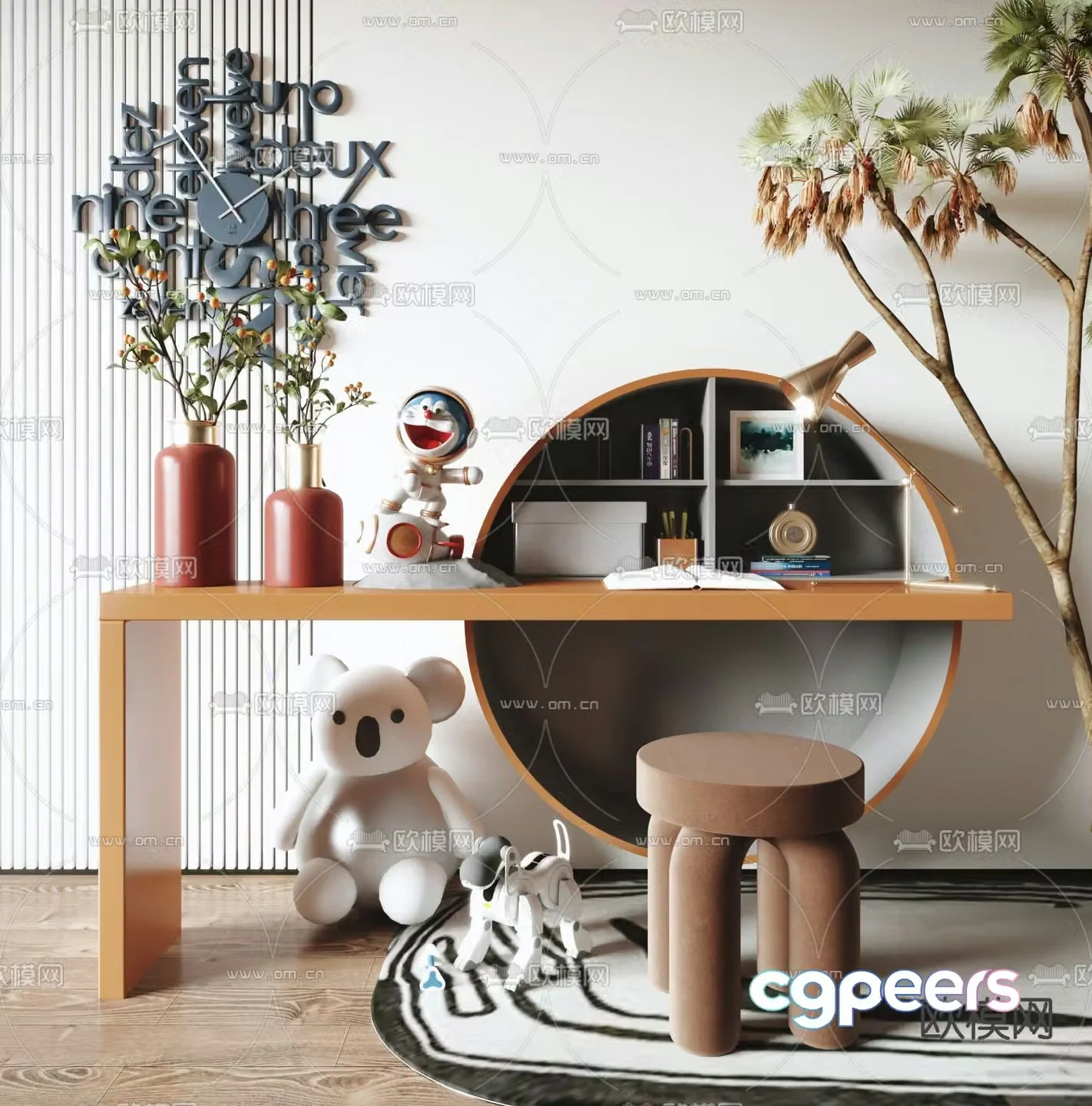 Children’s desk study table writing desk 3d model