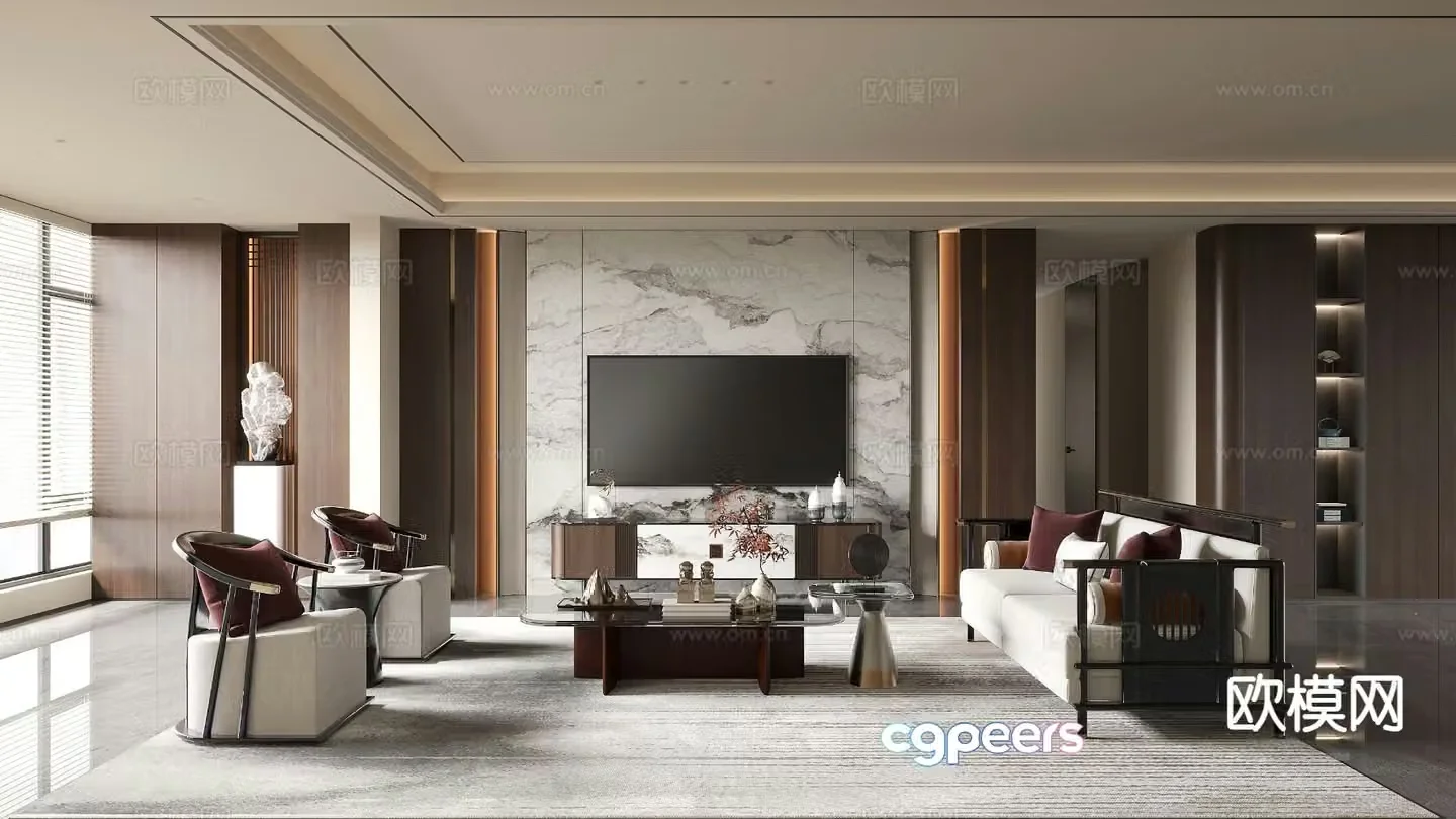 New Chinese style living room 3d model