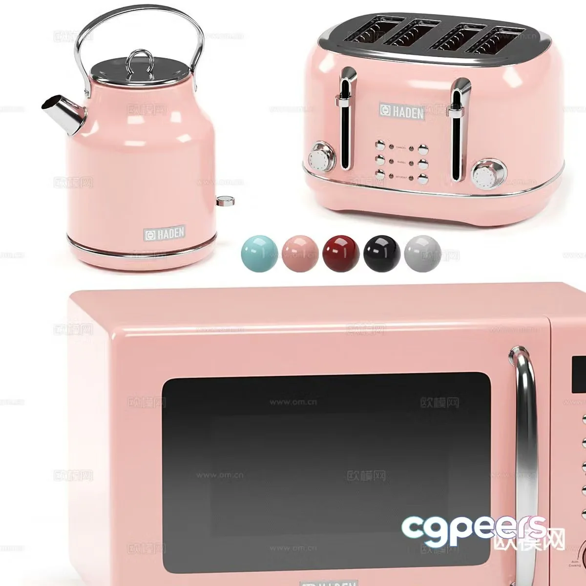 Kitchen appliances kettle bread machine microwave oven 3d model