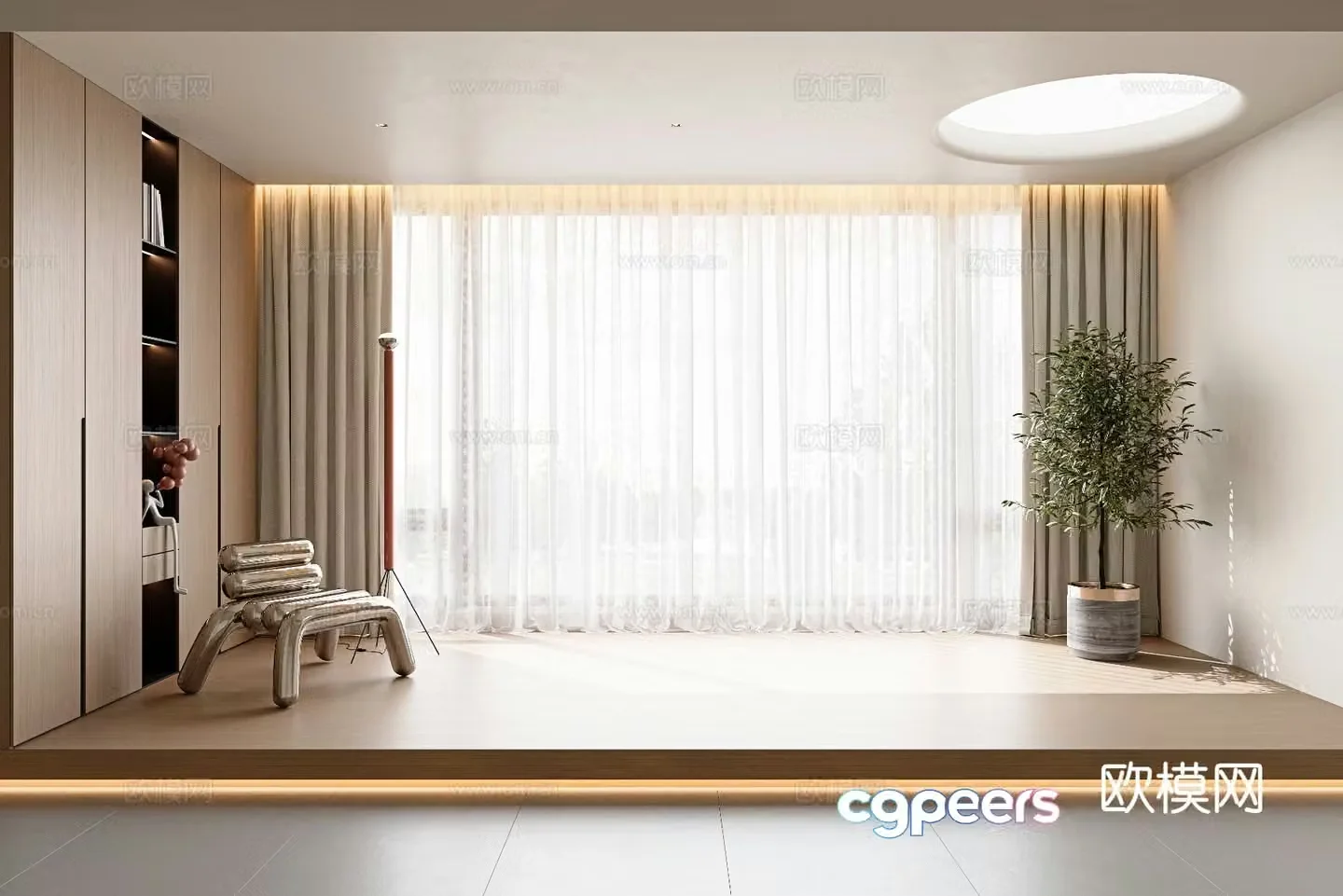 Modern curtains gauze curtains solid color curtains 3d model