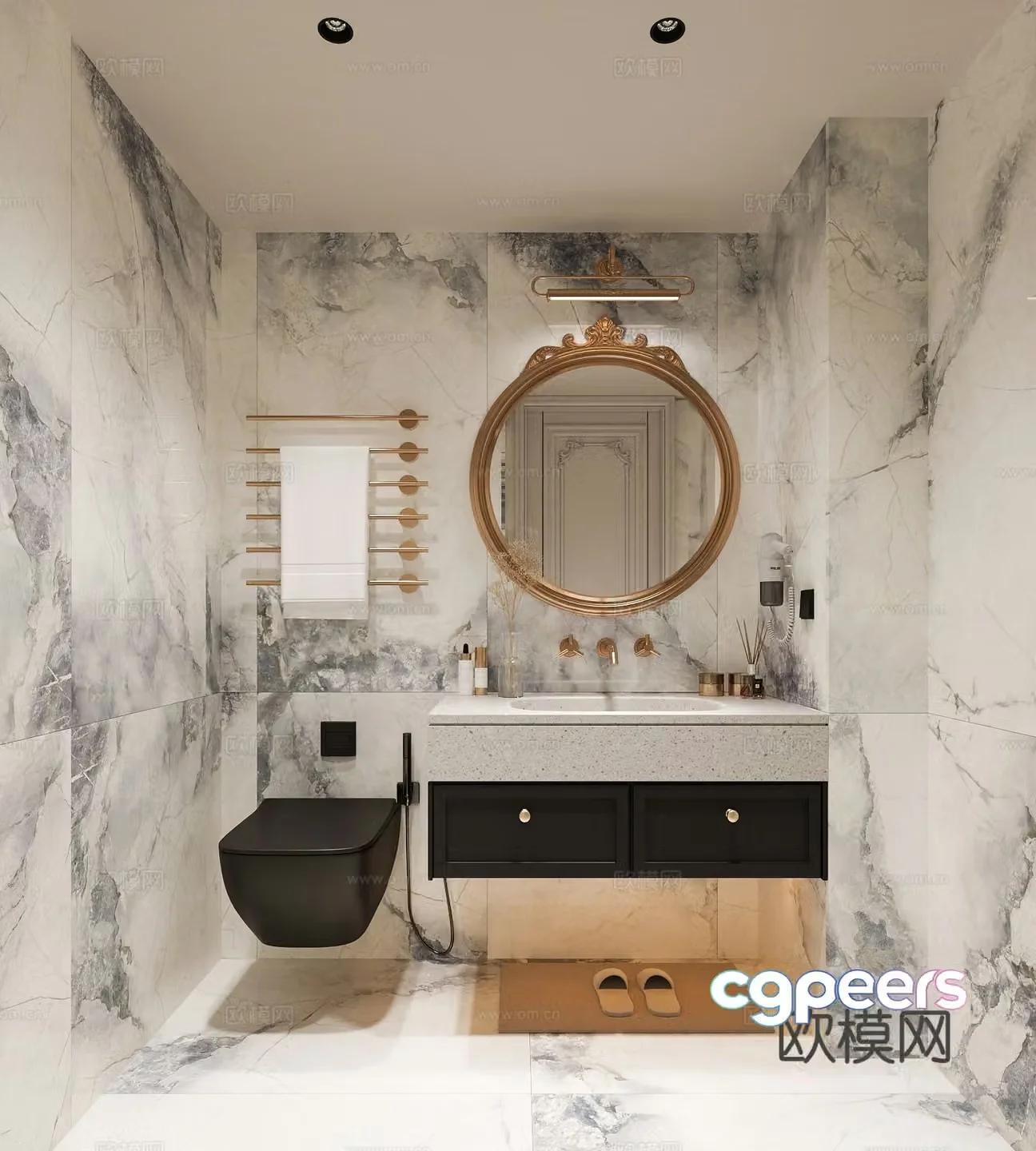 French bathroom toilet 3d model