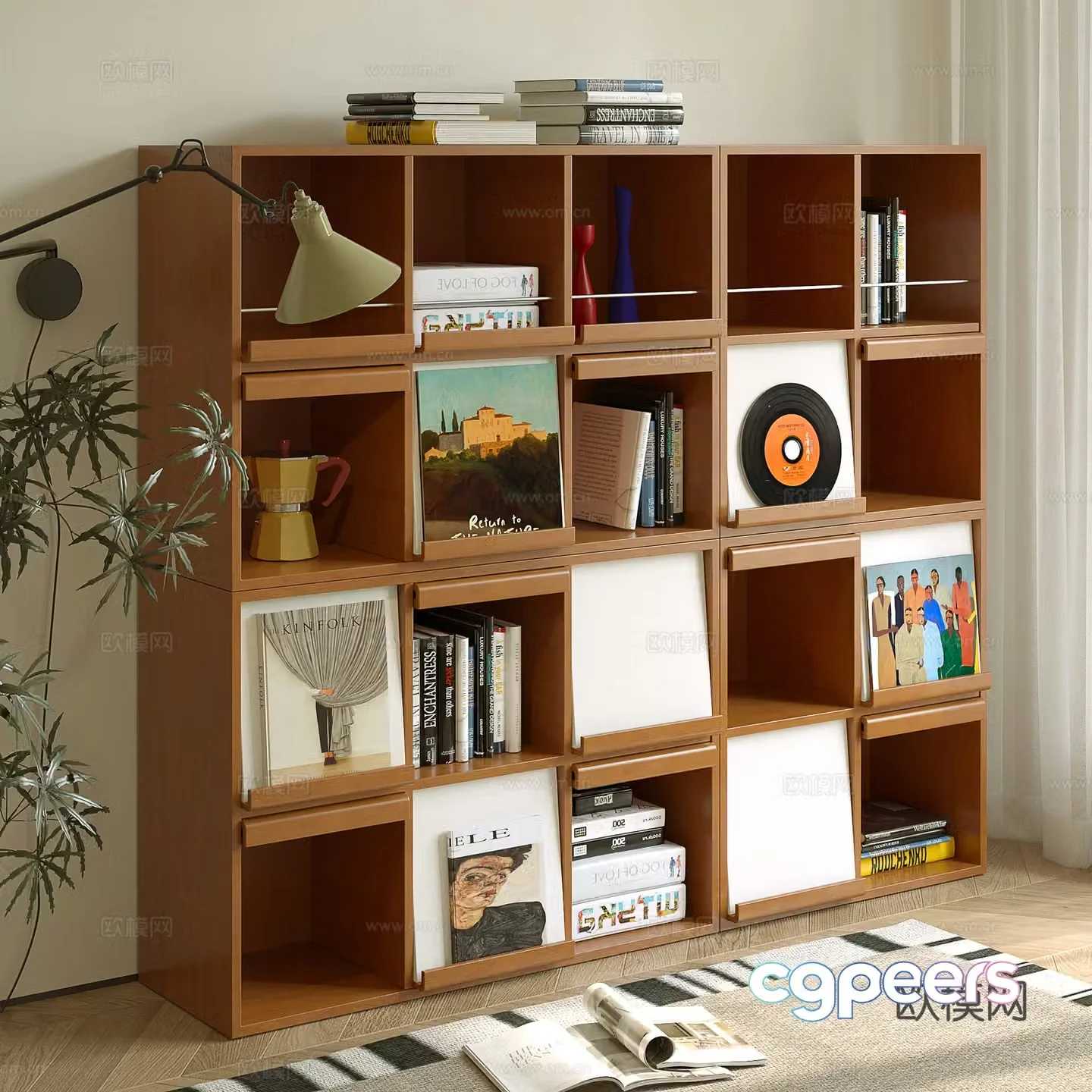 Middle-aged solid wood storage cabinet 3d model