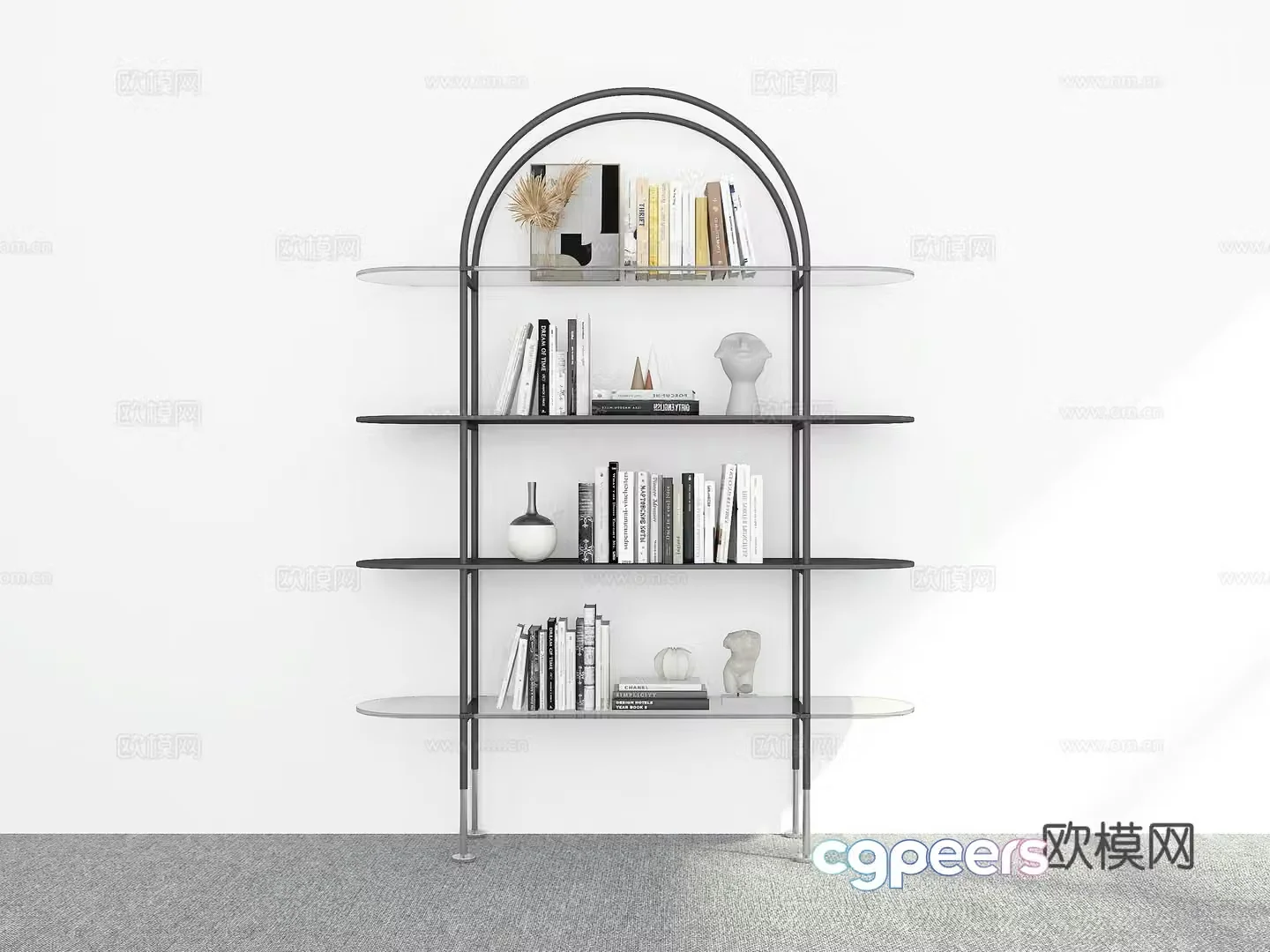 Modern metal bookshelf 3d model