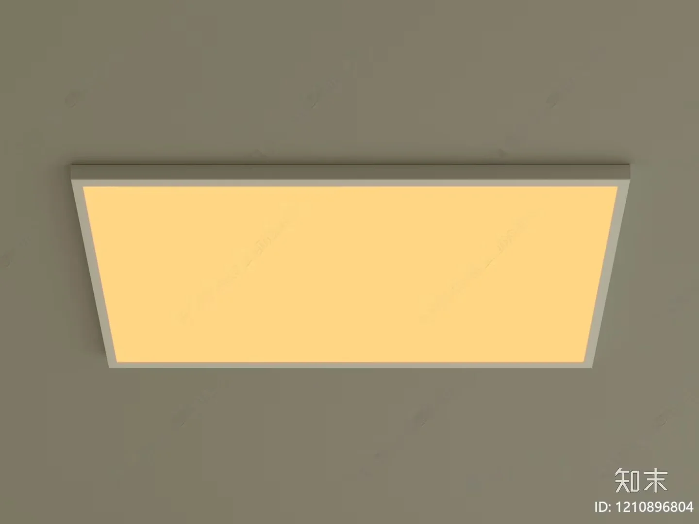 A Rectangular Light Fixture With A Yellow Glow 3D Model – 18415 – VRAY Render