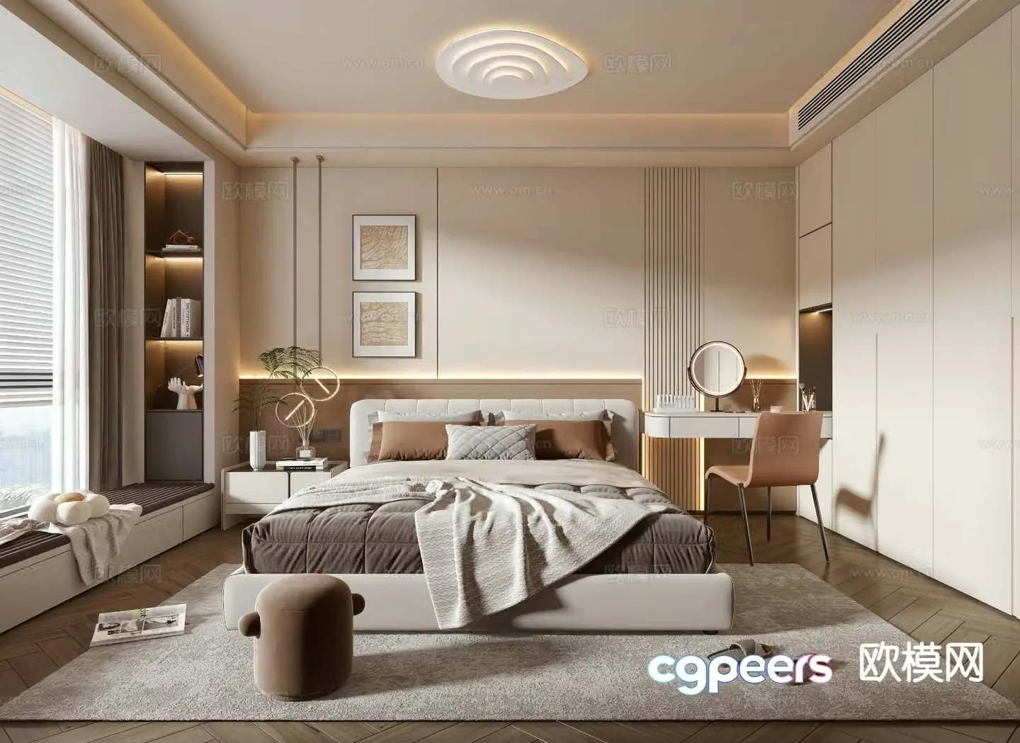 Cream style bedroom master bedroom 3d model