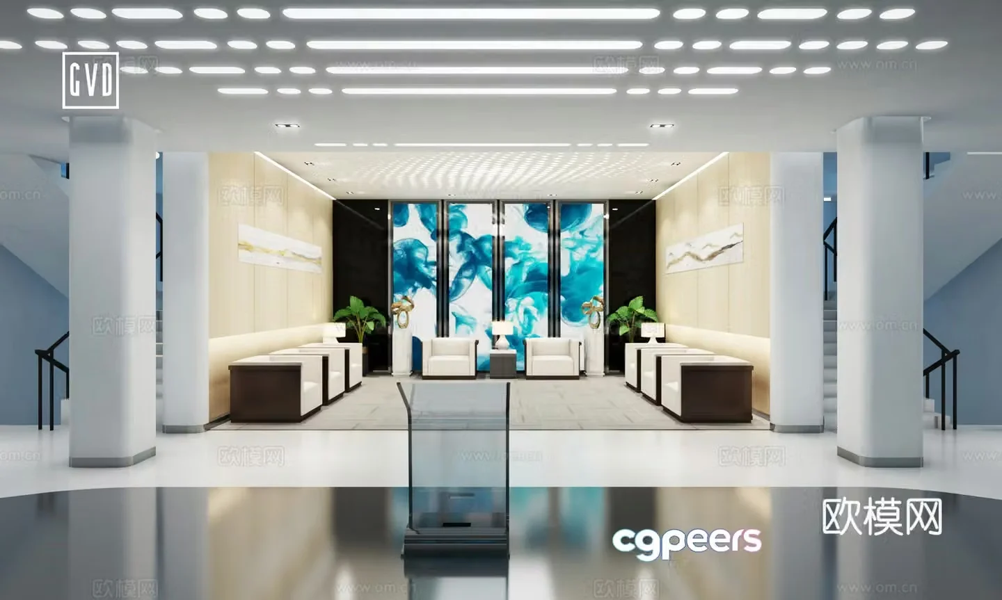 Reception room Reception room Modern technology reception room Art screen LED display wall Digital 3D model