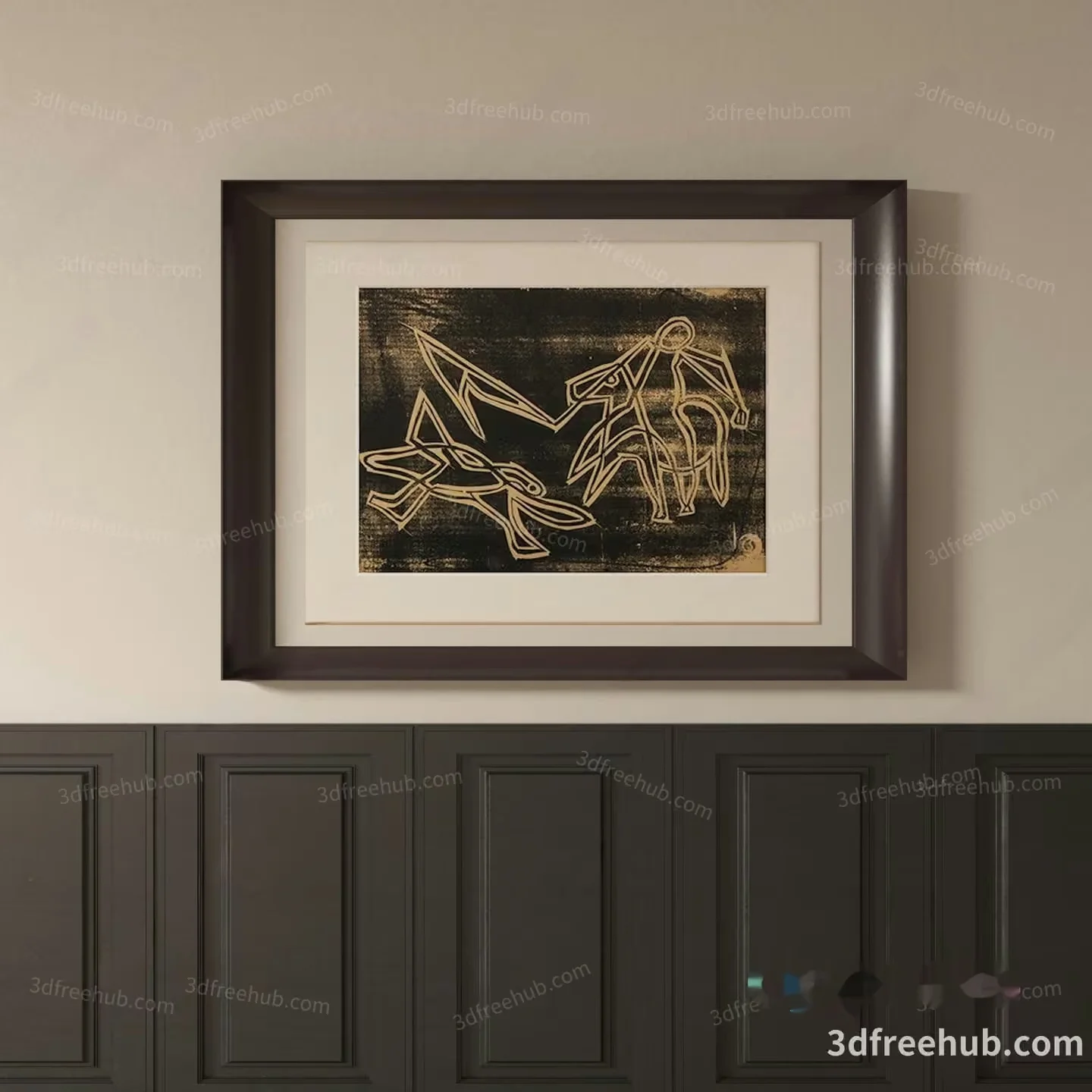 A Framed Artwork Hangs On A Wall 3D Model – 20197 – VRAY Render