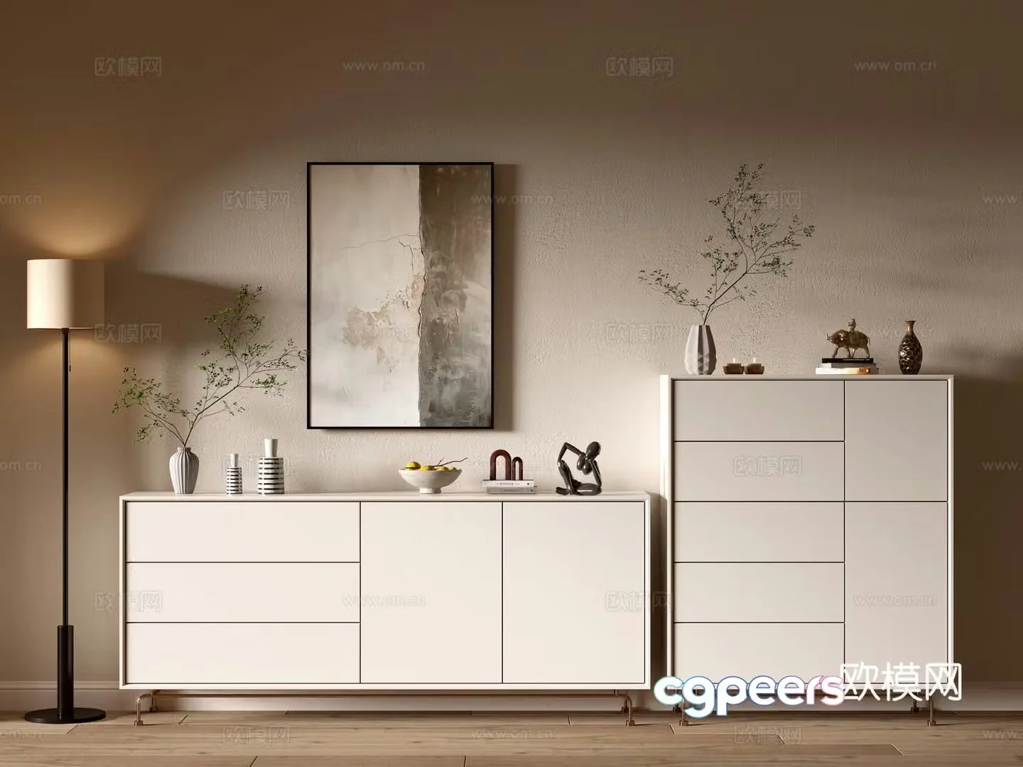 Modern cream wind cabinet whole cabinet sideboard balcony cabinet storage cabinet entrance entrance cabinet 3D model
