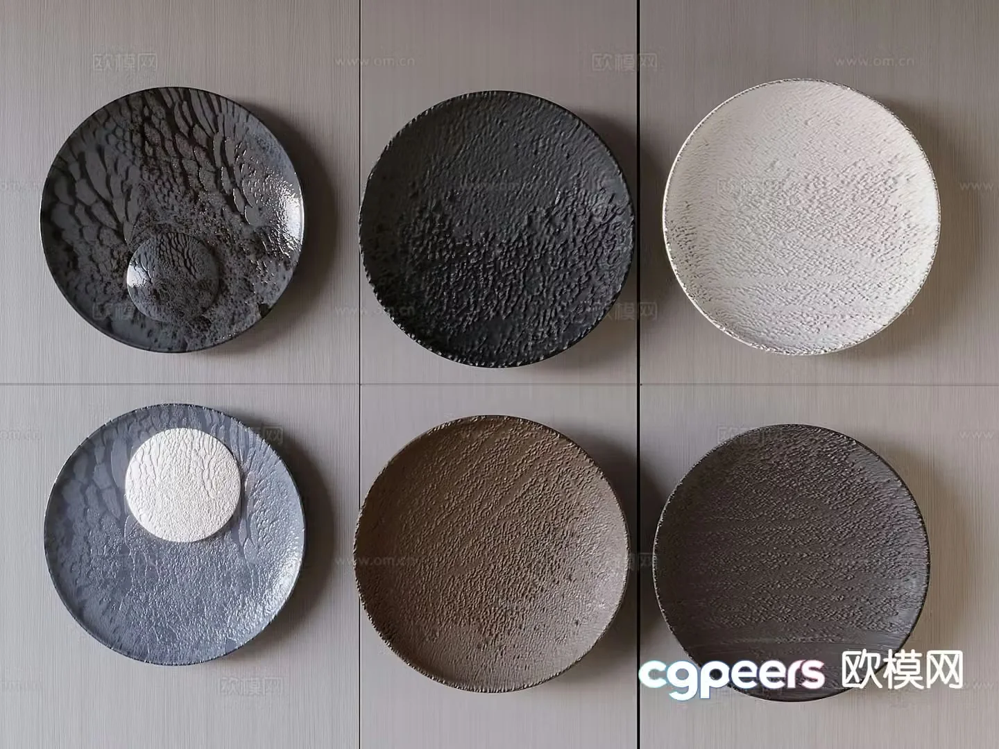 Sandstone texture wall decoration disc-shaped entrance decoration three-dimensional wood carving wall decoration 3D model
