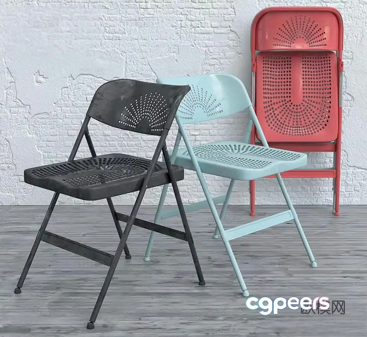 Ikea folding chair plastic chair dining chair 3d model