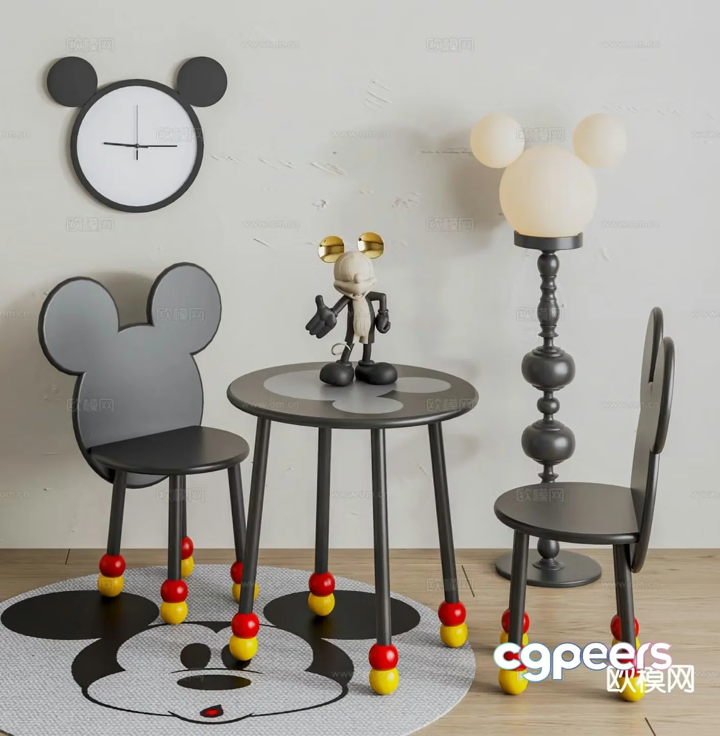 Modern Mickey Chair Children’s Table and Chair 3d model