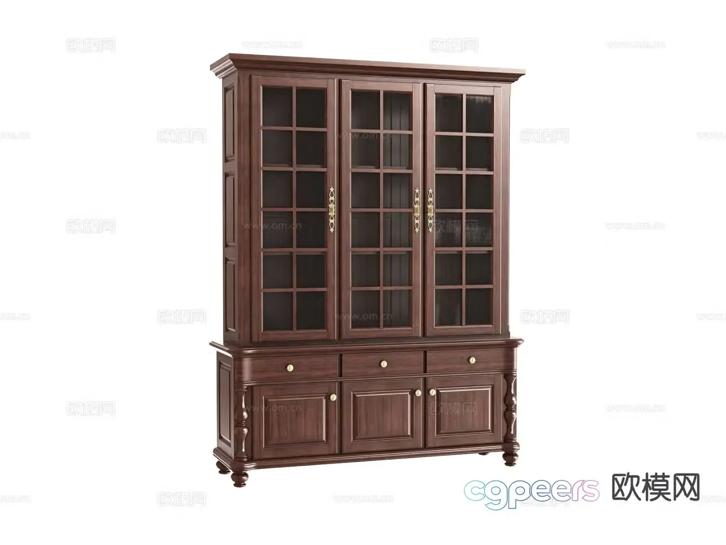 American glass bookcase 3d model