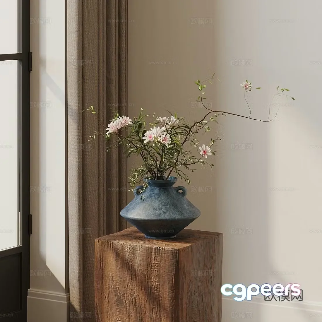 New Chinese style flower art vase flower arrangement 3D model