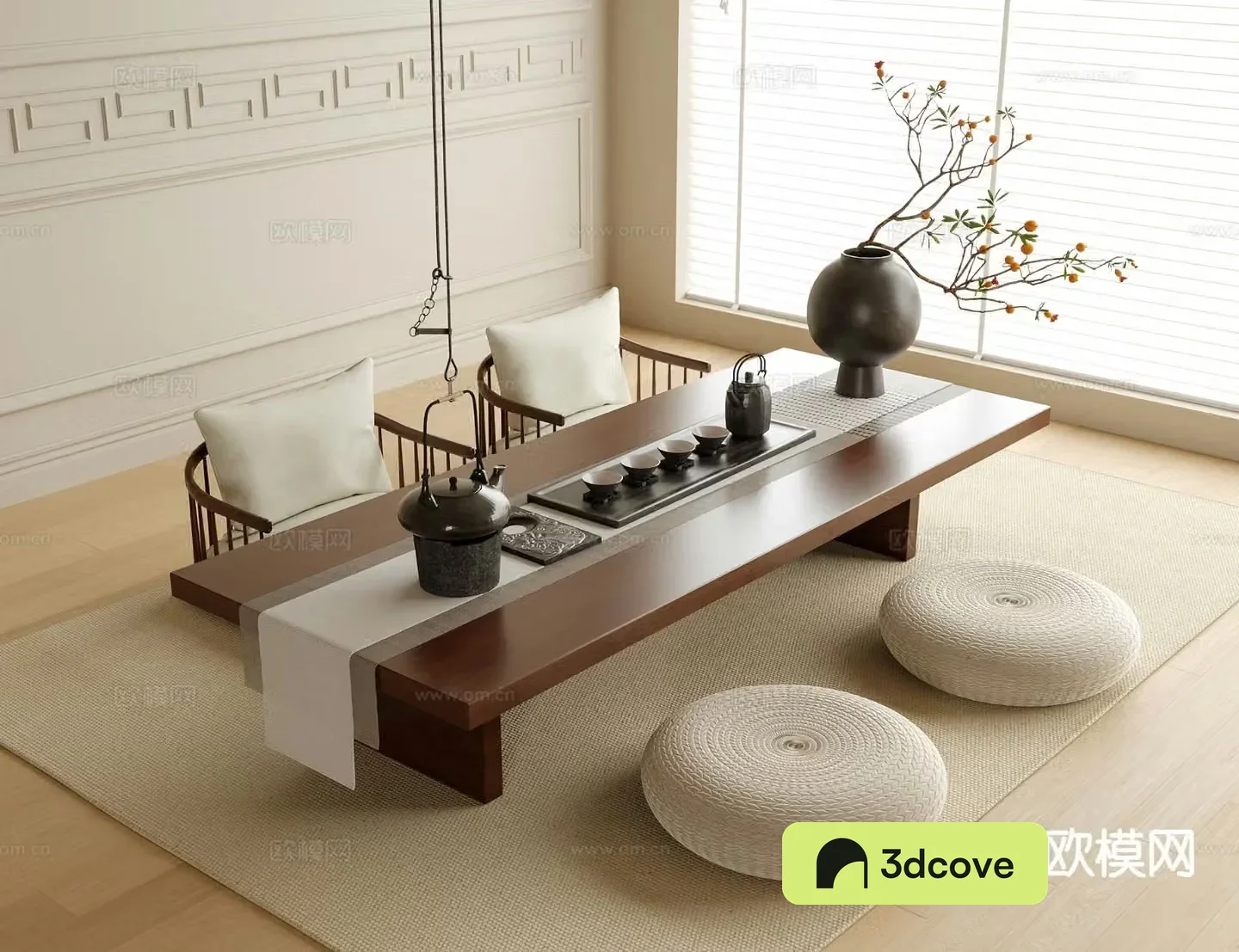 New Chinese style tatami tea table and chairs tea set