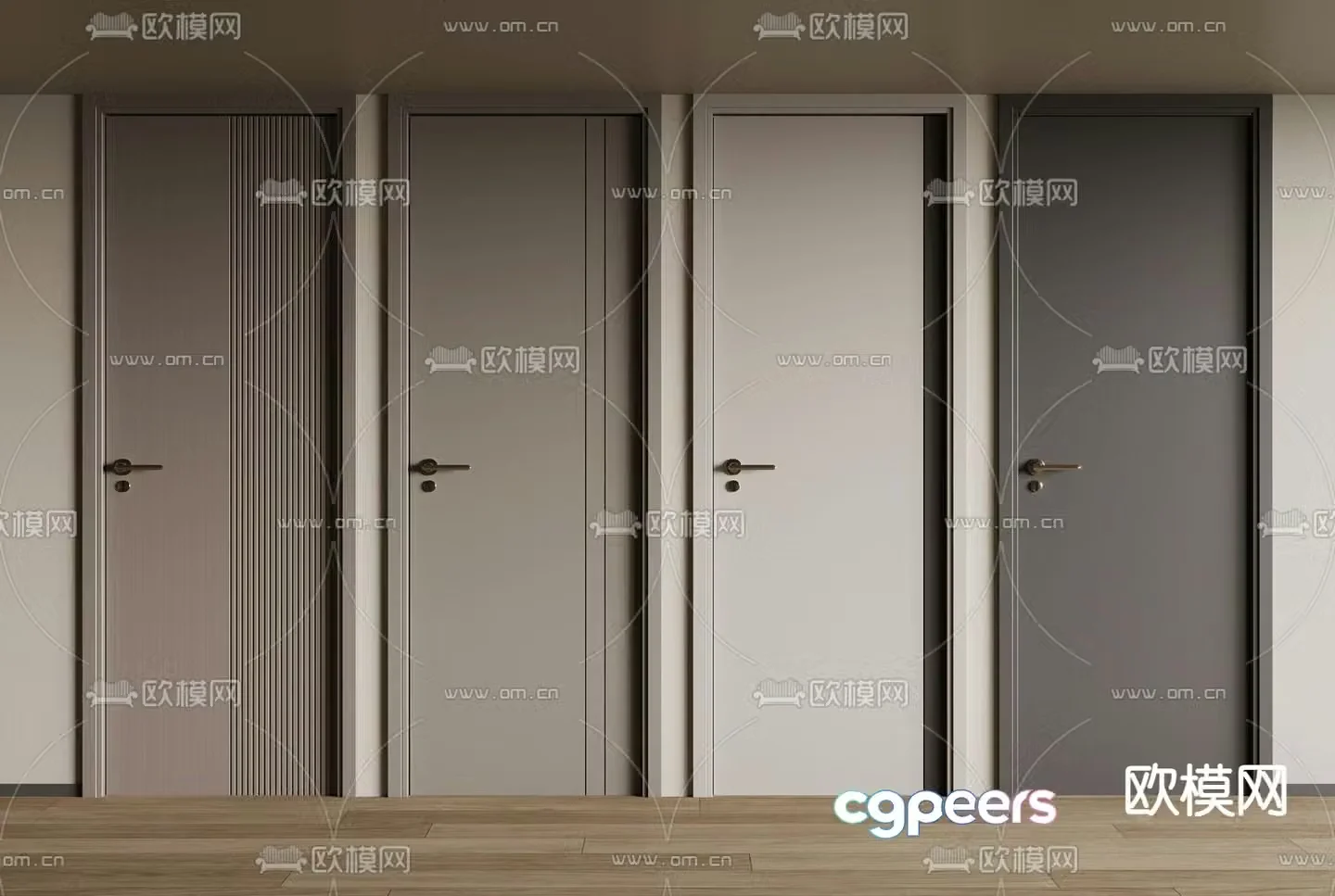 Single-open door Swing door Bedroom door 3D model