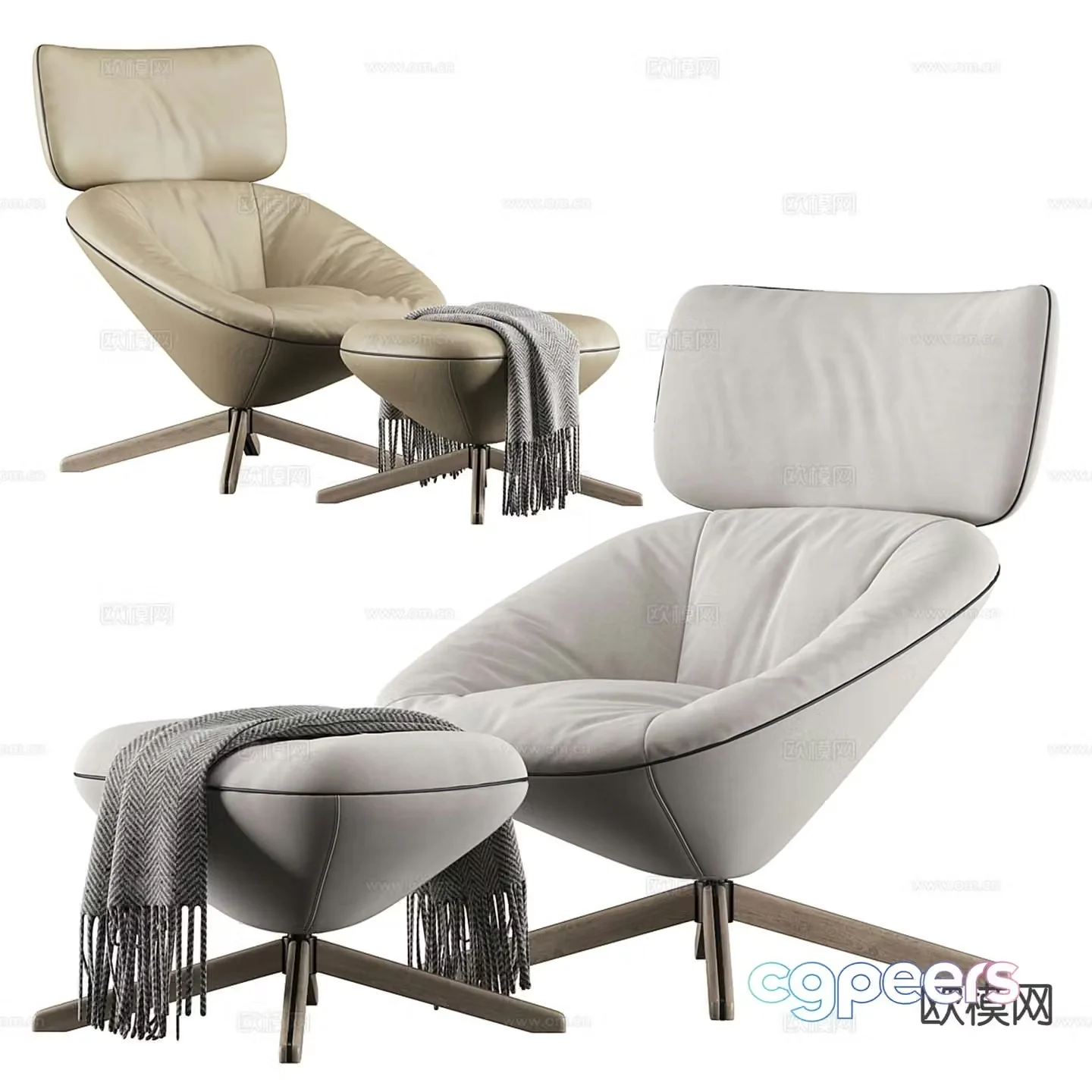 modern chair leisure chair footrest 3d model