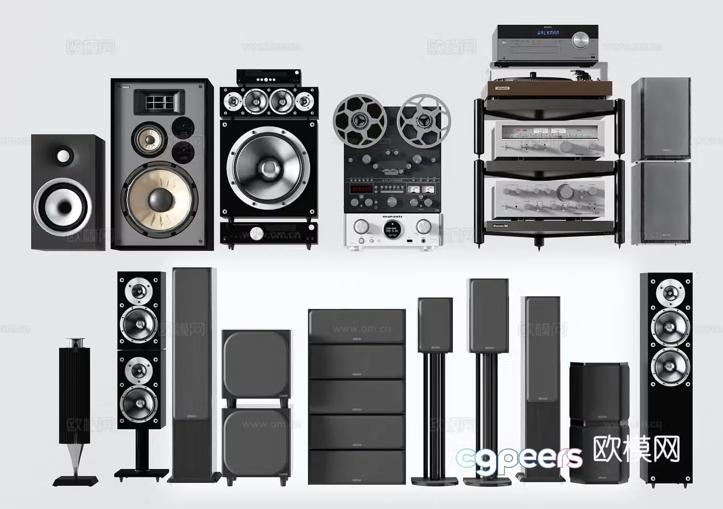 Modern audio audio combination floor-standing audio wall-mounted audio record machine 3D model
