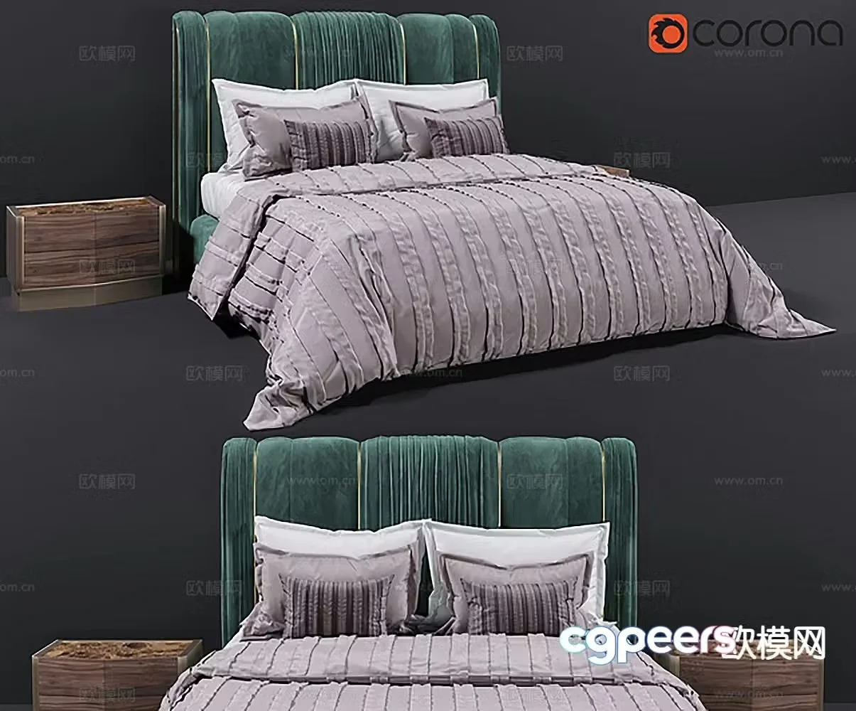 Modern double bed 3d model