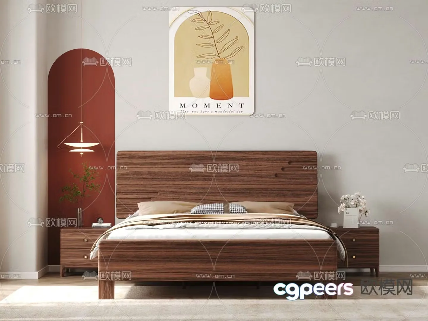Wabi-sabi double bed 3d model