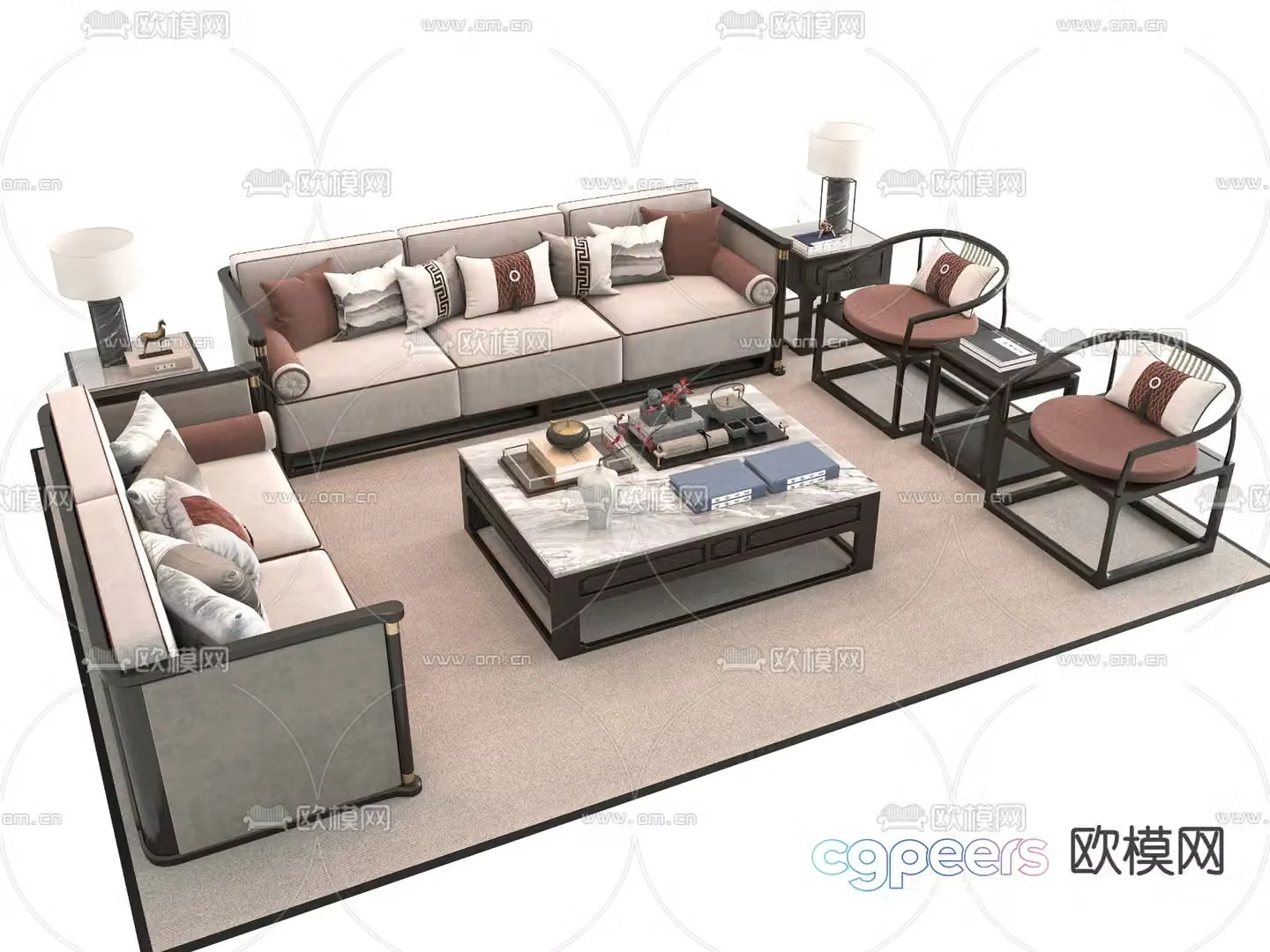 New Chinese style sofa coffee table 3d model