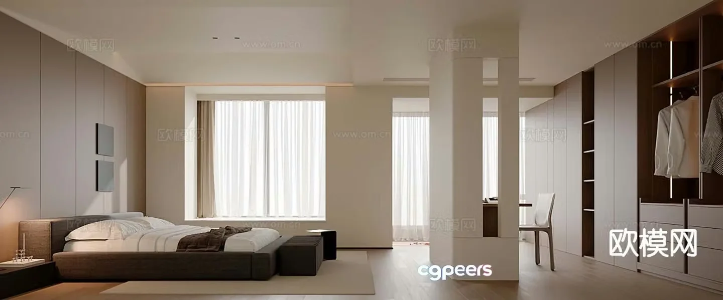 Modern bedroom master bedroom dressing room 3d model