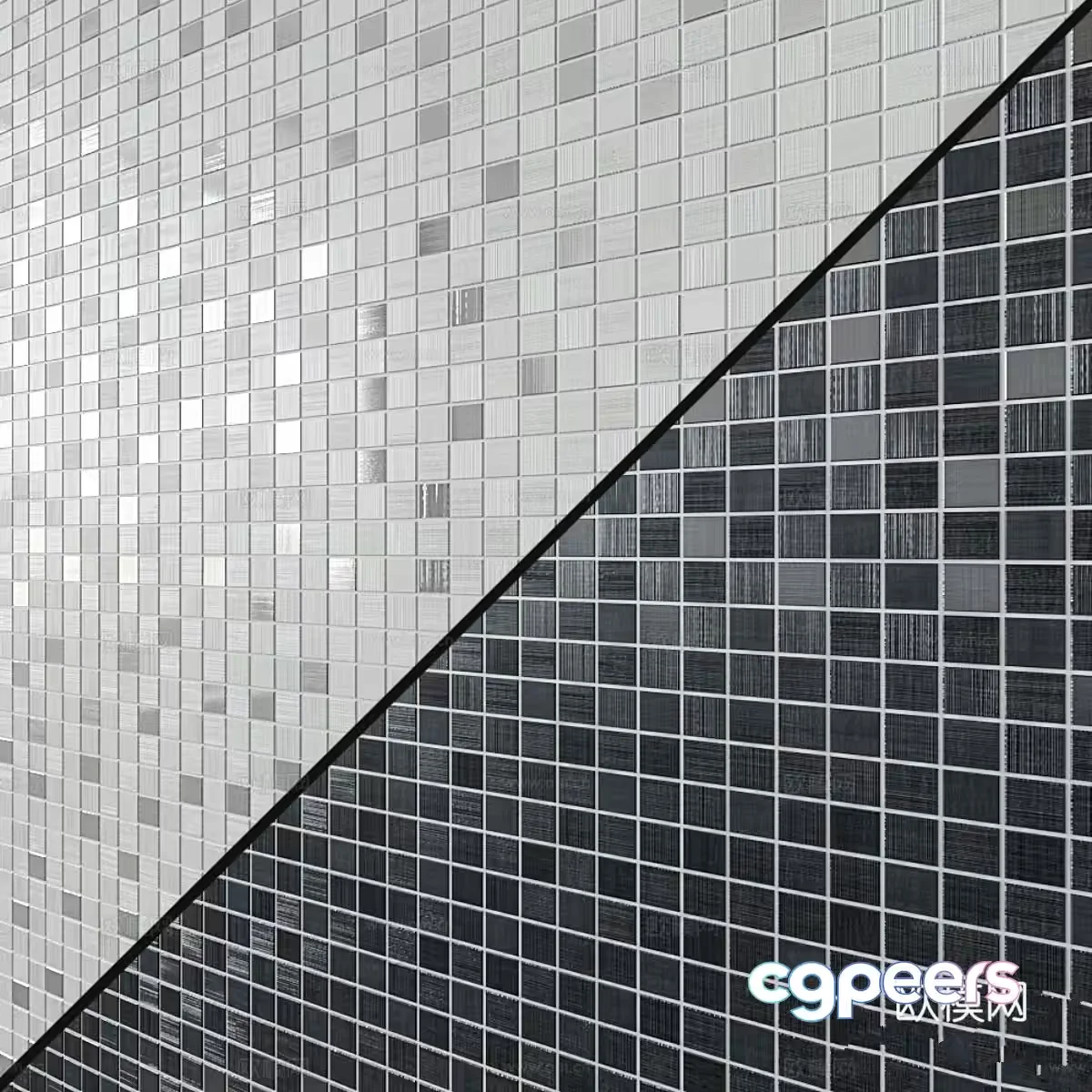 Black And White Wall Tiles 3D Model – 17686 – VRAY Render