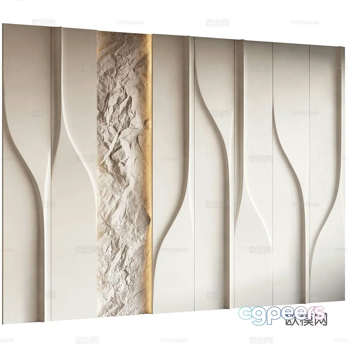 New Chinese style wasabi background wall 3D model