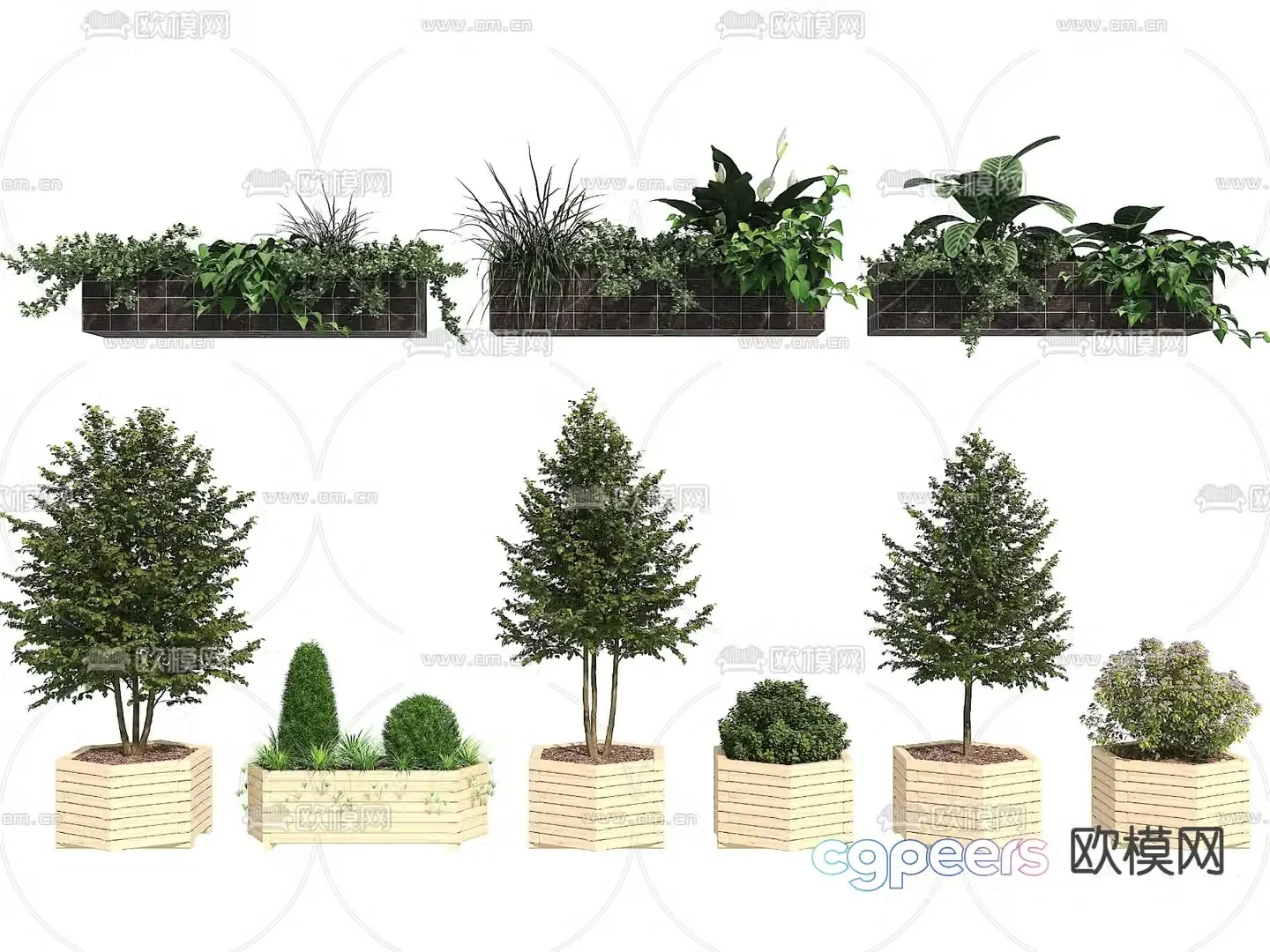 Outdoor flower bed flower box 3d model