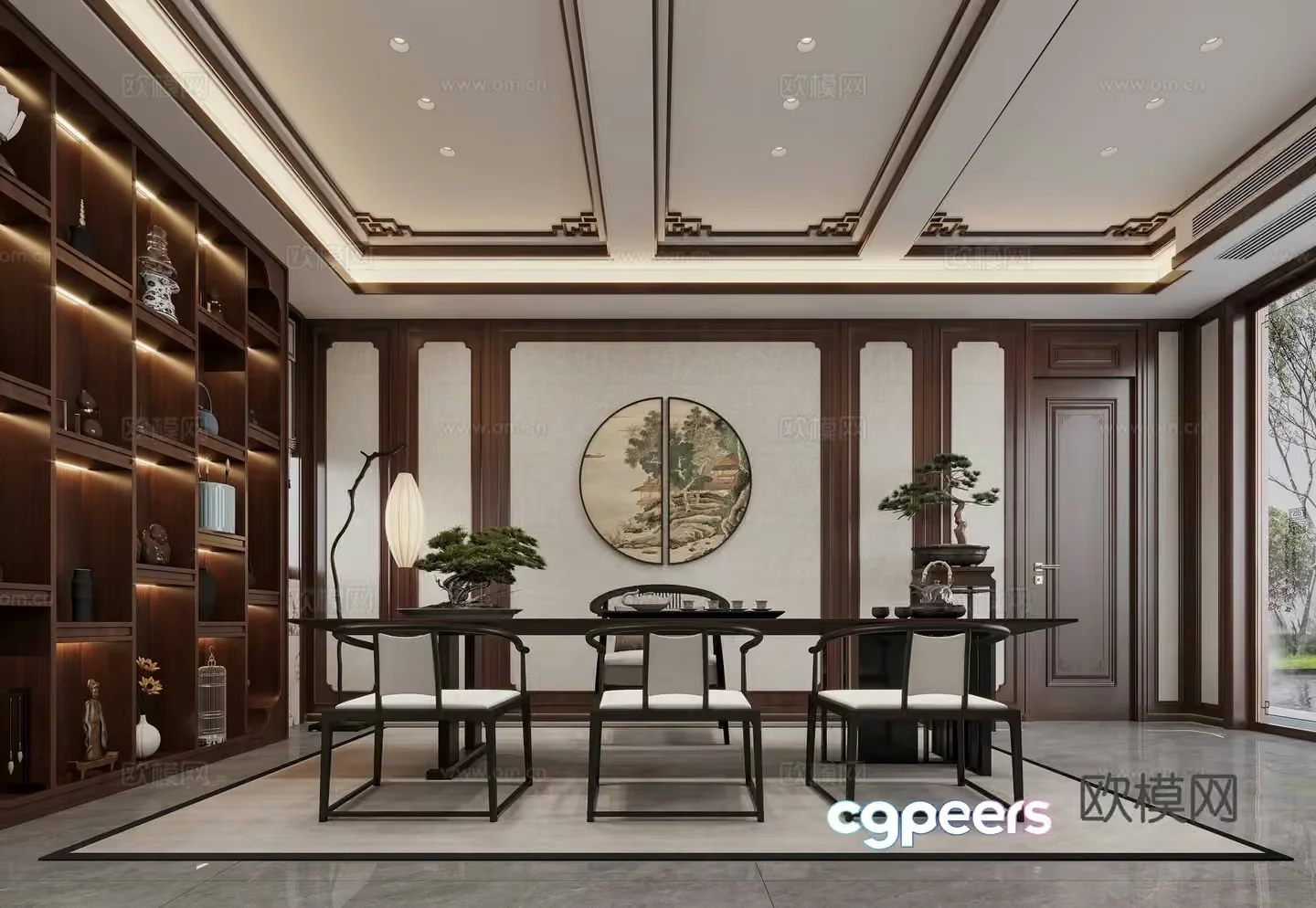 Modern Chinese Dining Room 3D Model – 19108 – VRAY Render