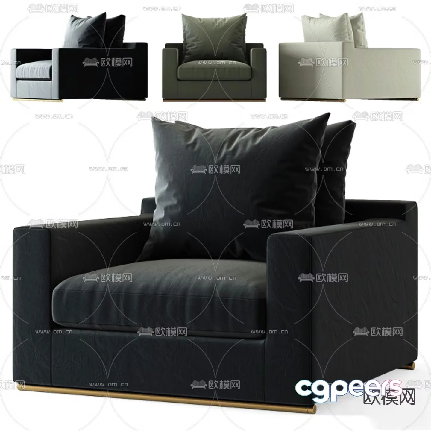 Single sofa upholstered sofa 3d model