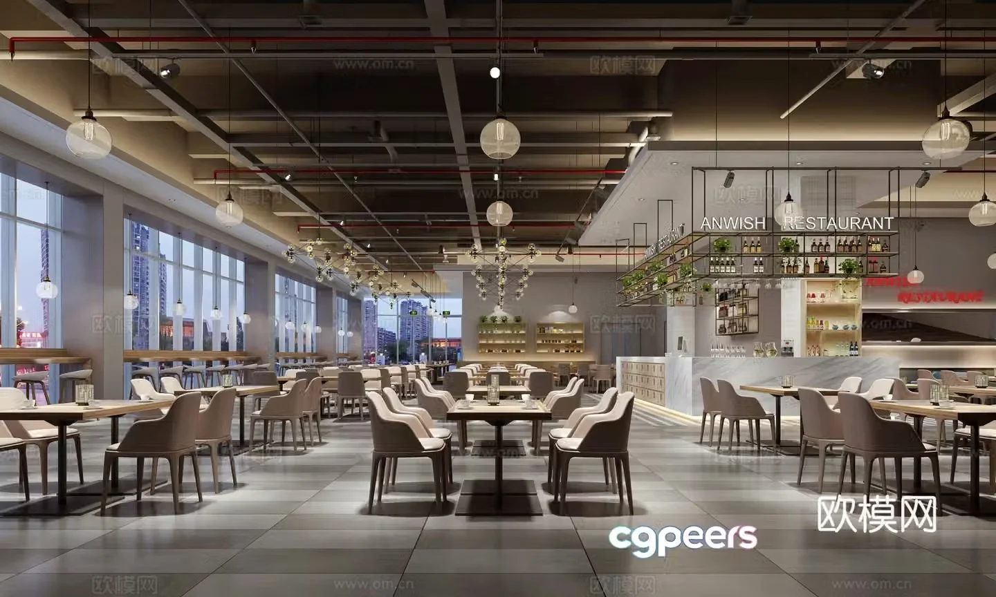 Modern cafeteria 3d model