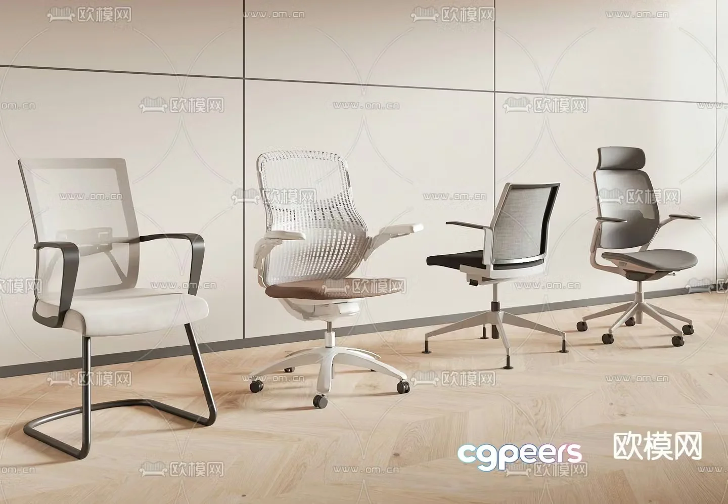 Modern office chair swivel chair staff chair mesh chair 3d model