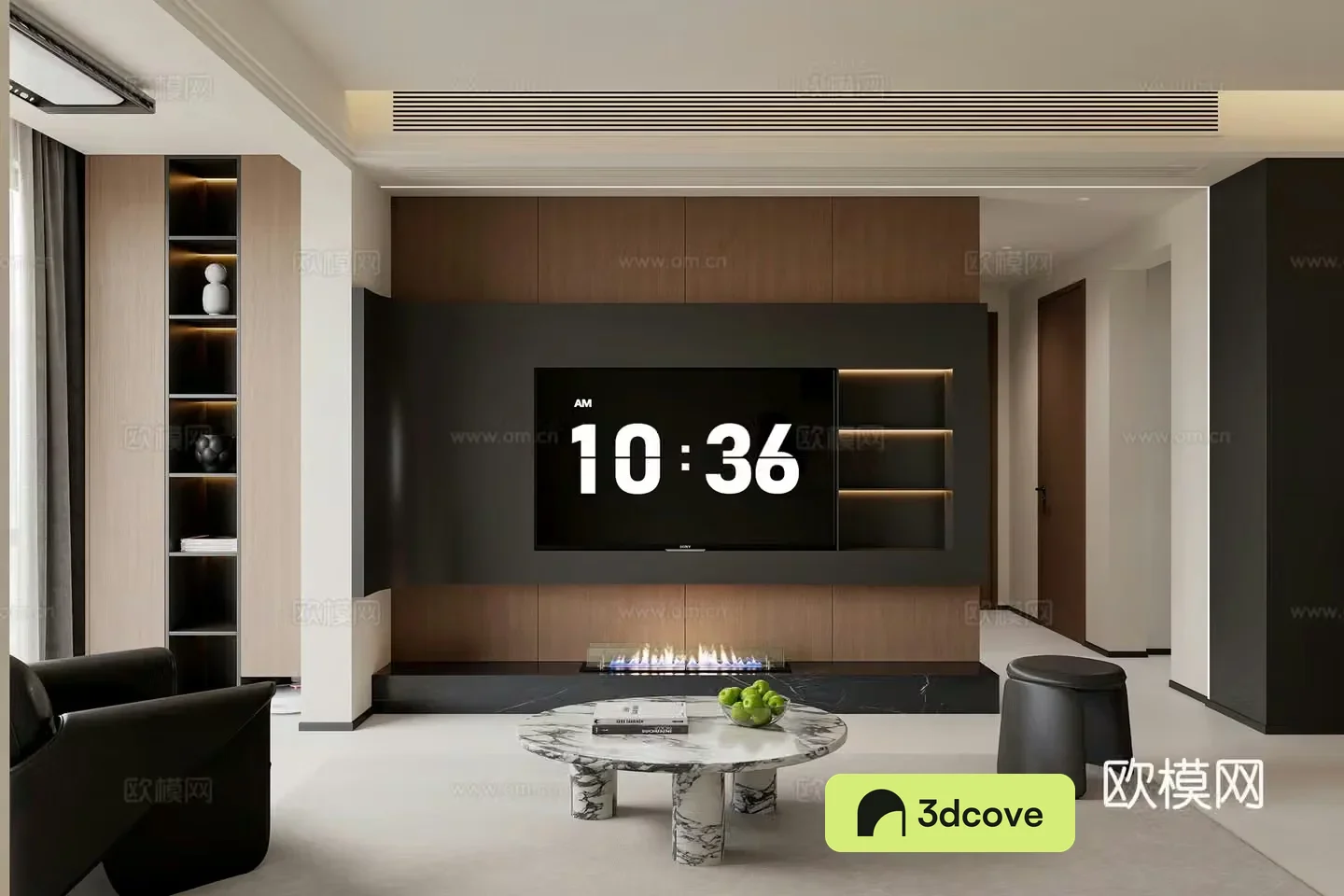 Modern living room TV background wall TV cabinet Modern living room Italian living room Dark wind