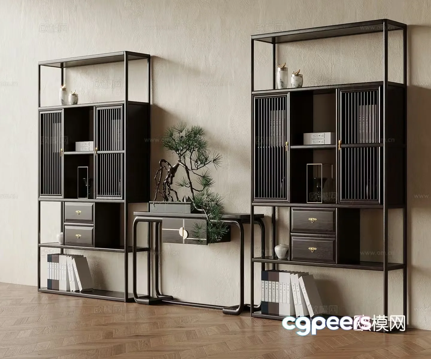 New Chinese style antique shelf storage rack 3D model