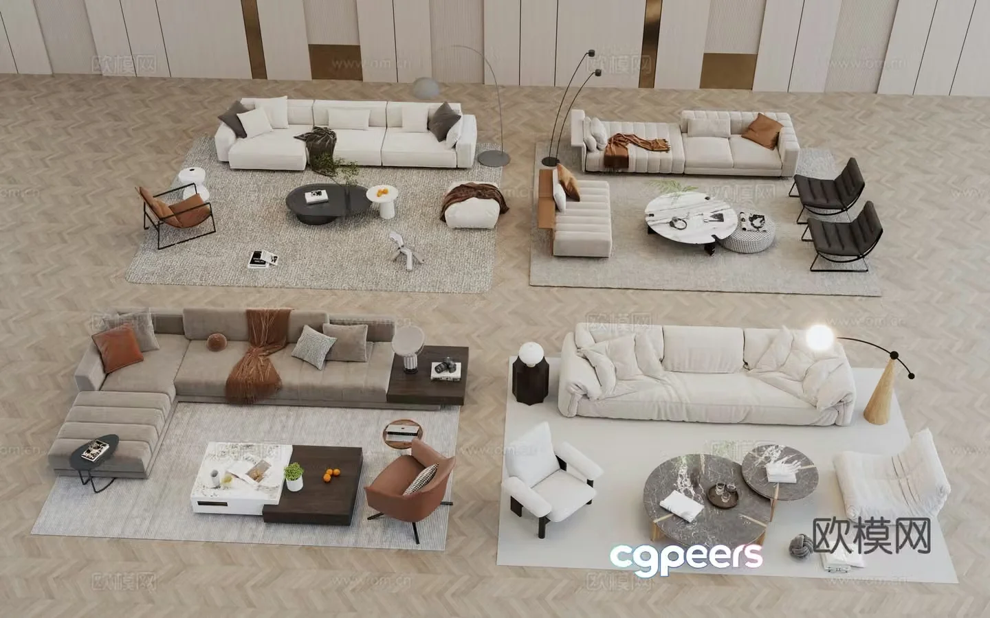 Sofa coffee table combination 3D model