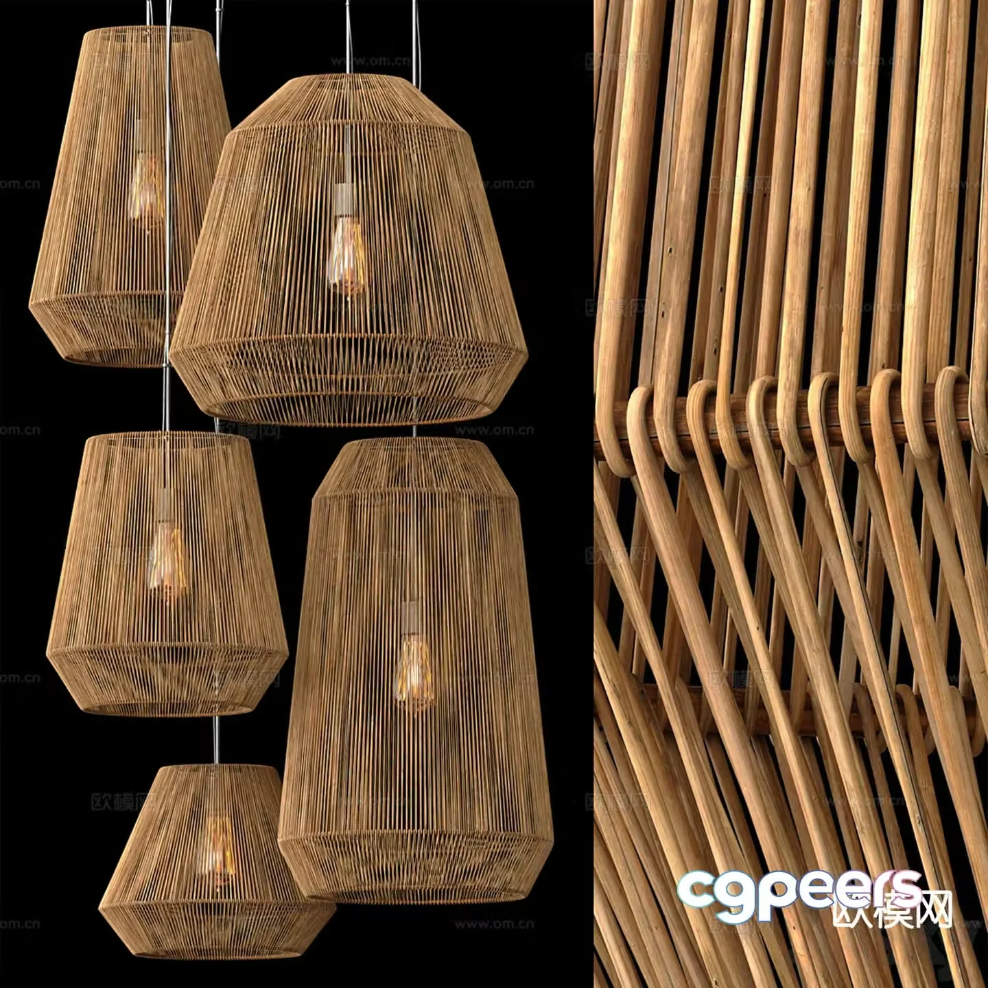 3D model of rattan chandelier