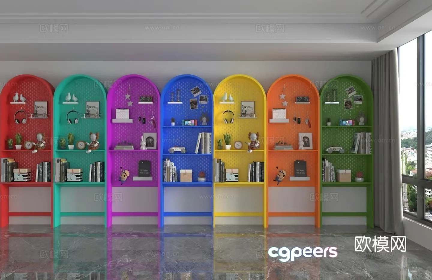 Modern dopamine bookcase locker 3d model