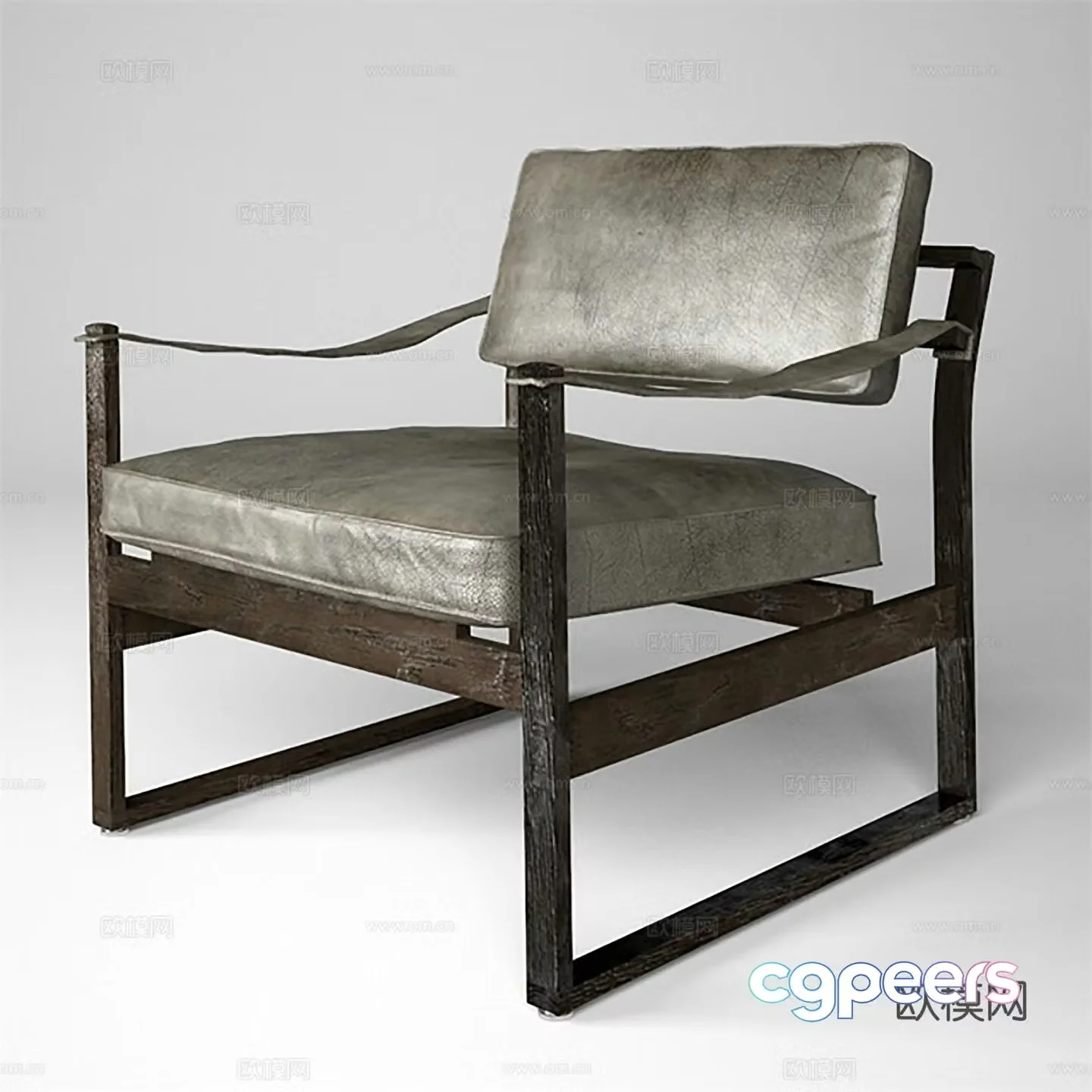 Industrial style leisure chair leather chair dining chair single chair 3d model