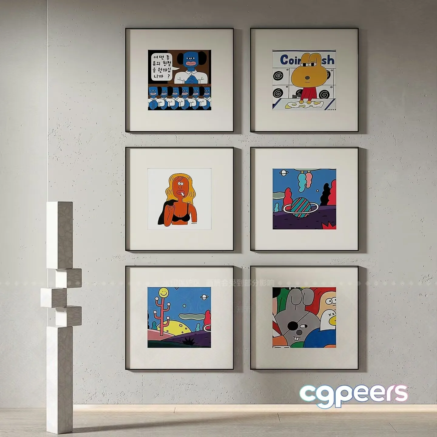 Modern Art Display 3D Model – 3866 – VRAY Render
