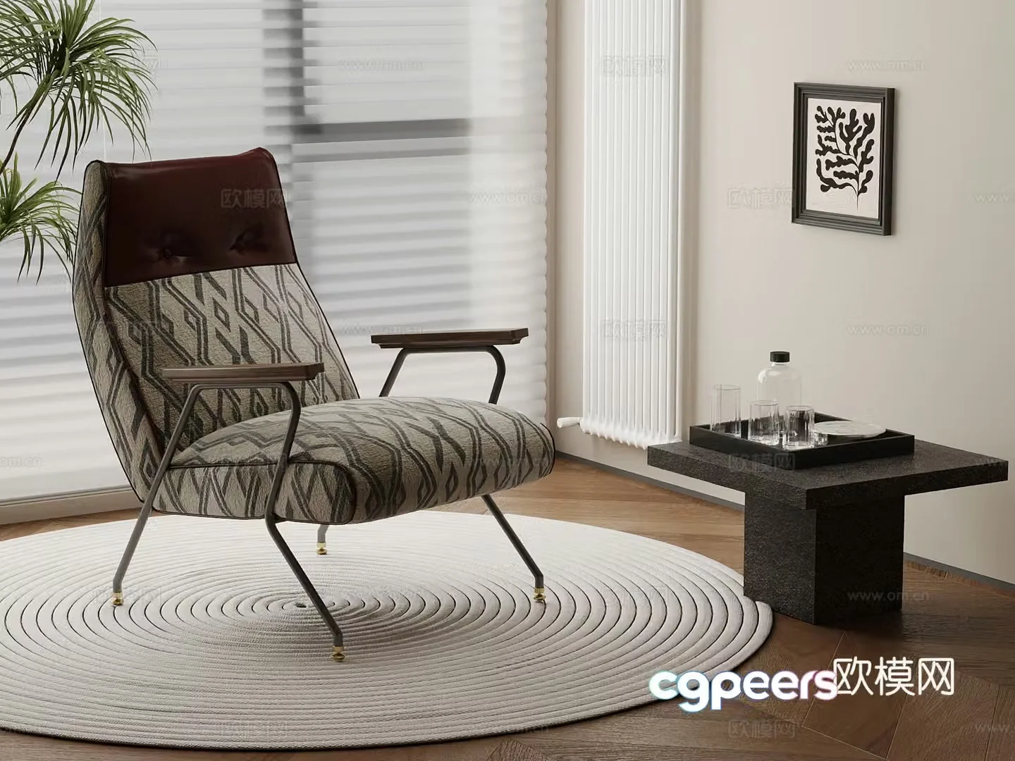 22 modern leisure chair side chair 3d model hanging painting