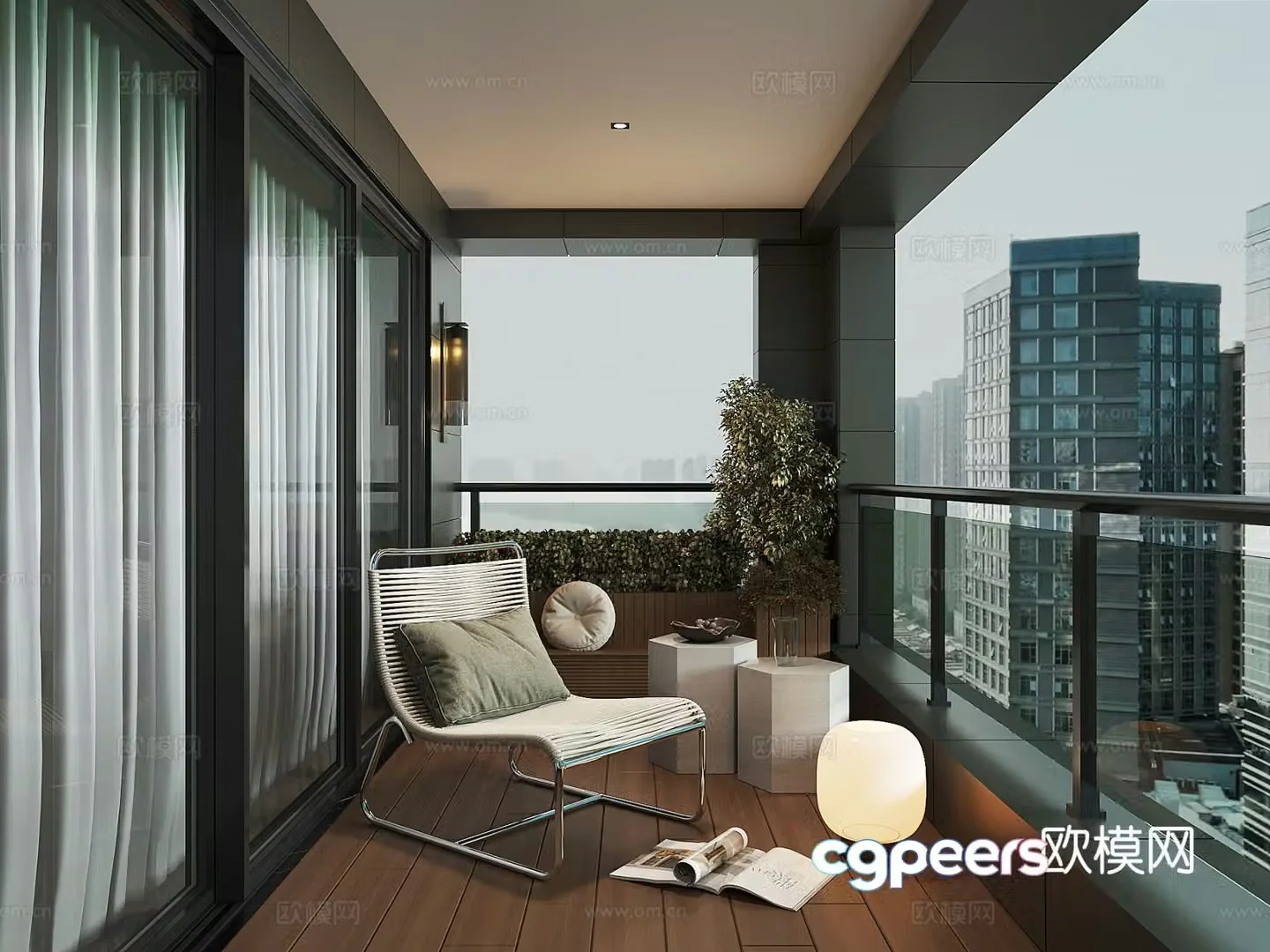 Modern balcony garden 3d model