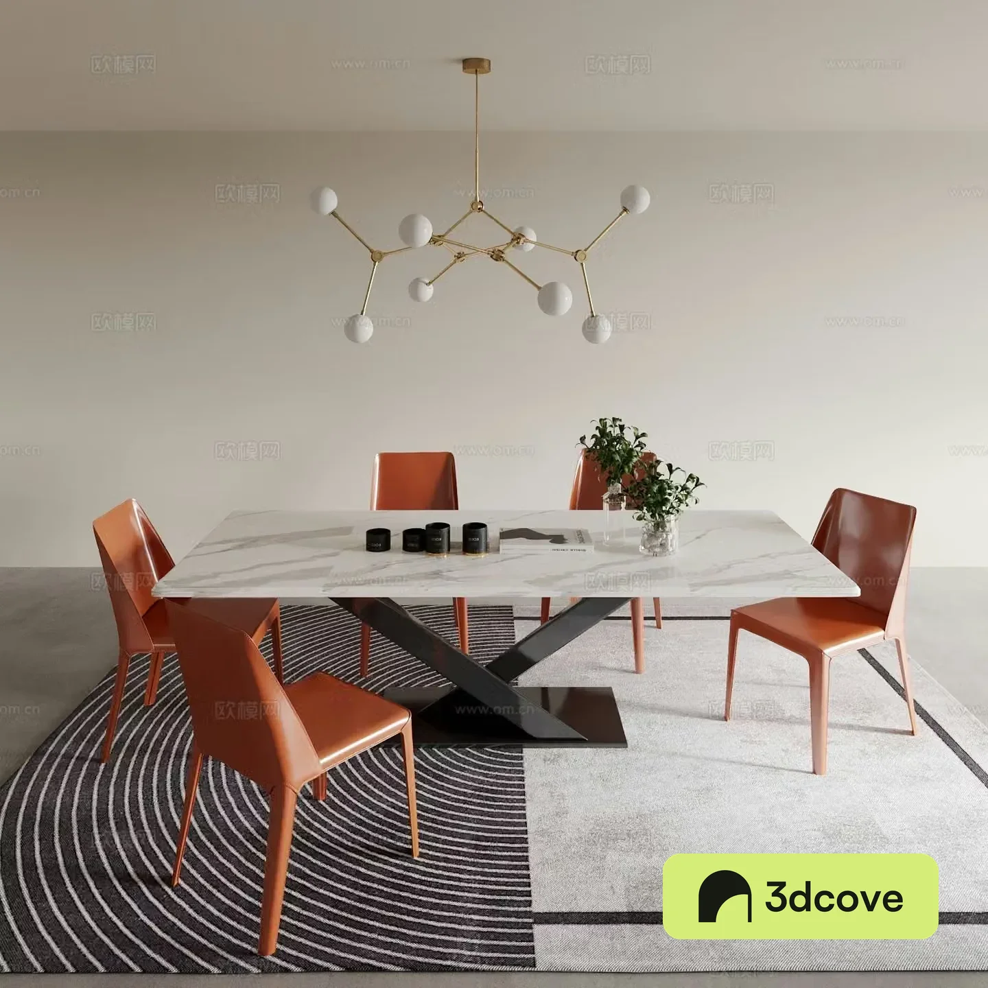 Light luxury dining table and chairs Marble dining table