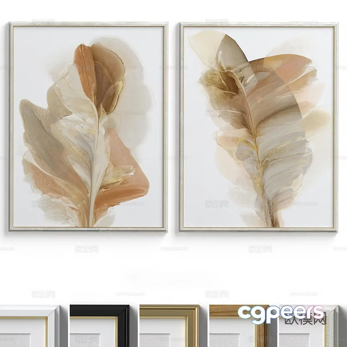 Modern light luxury decoration hanging painting 3d model