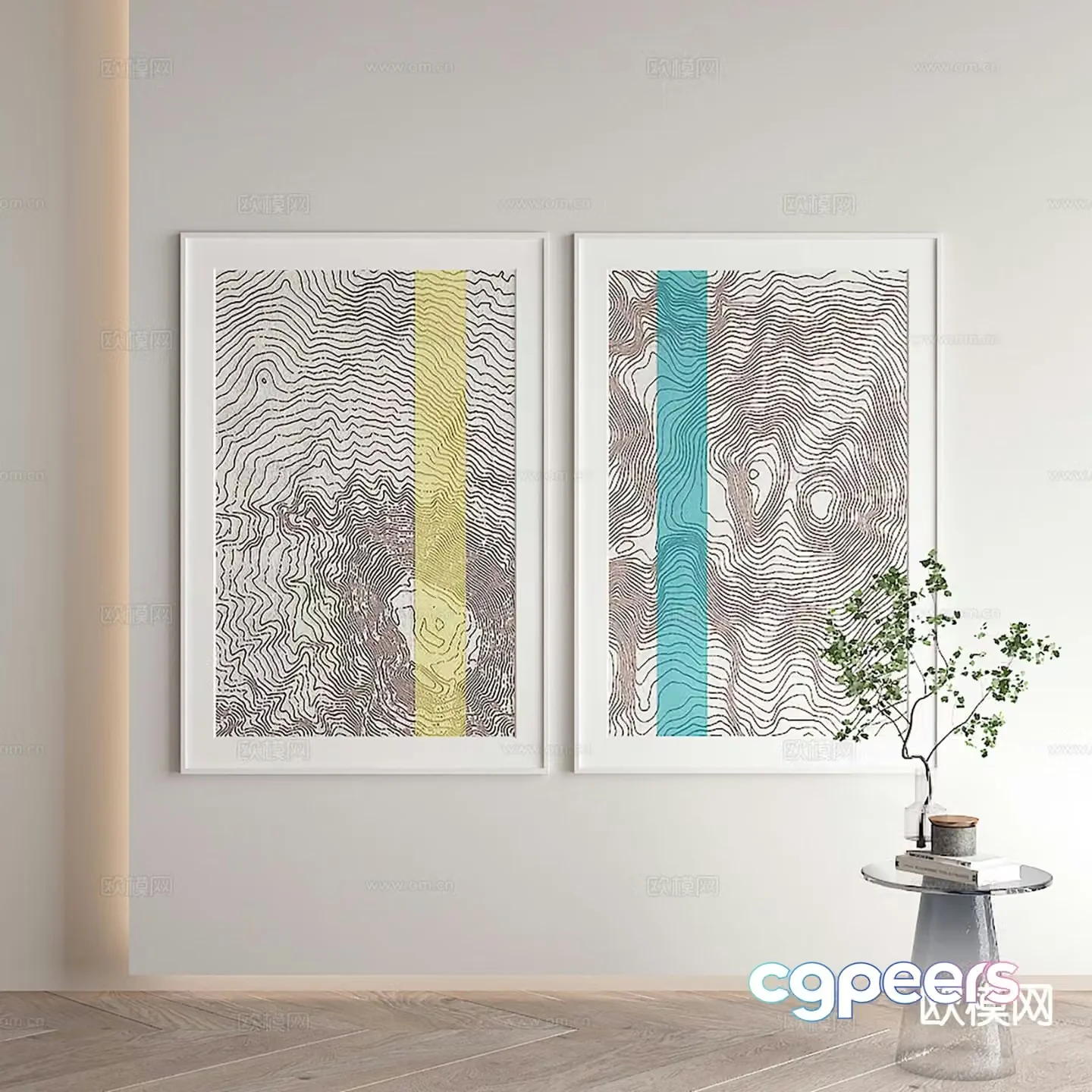 Modern art painting texture painting decorative painting 3d model