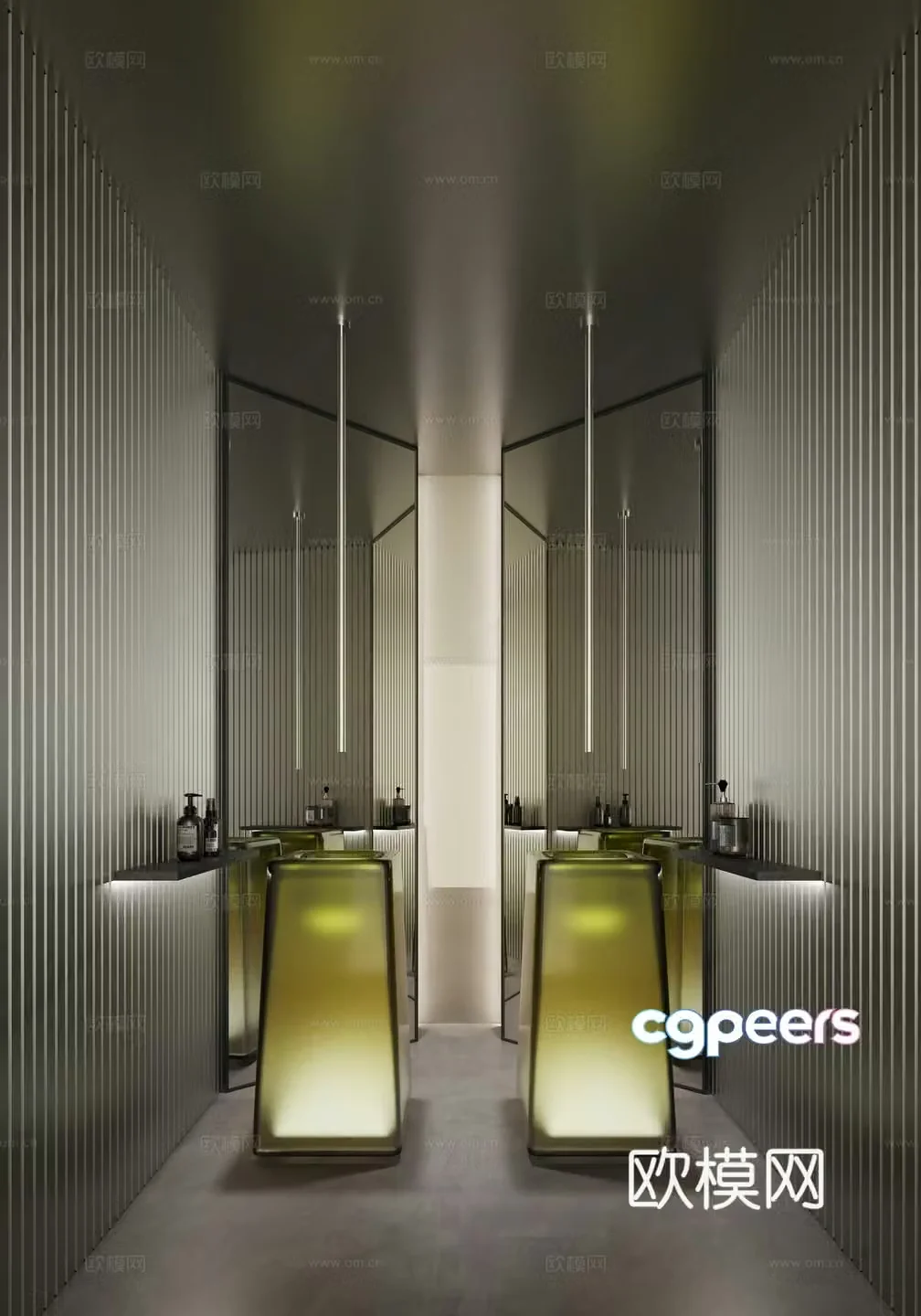 Modern minimalist bathroom bathroom sink black and white bathroom black and white gray bathroom half wall bathroom 3d model