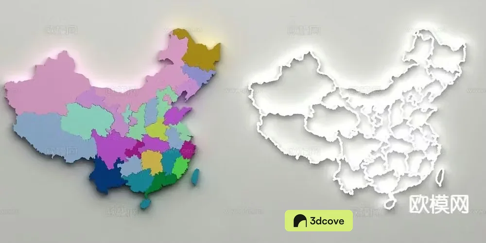 China map wall decoration China territory map light strip