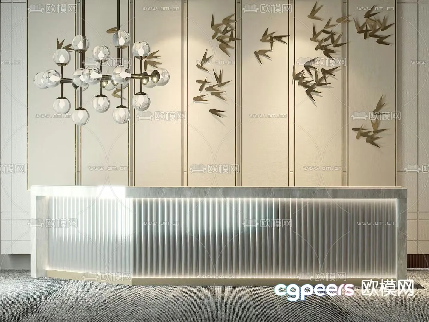 Modern front desk reception desk information desk 3d model