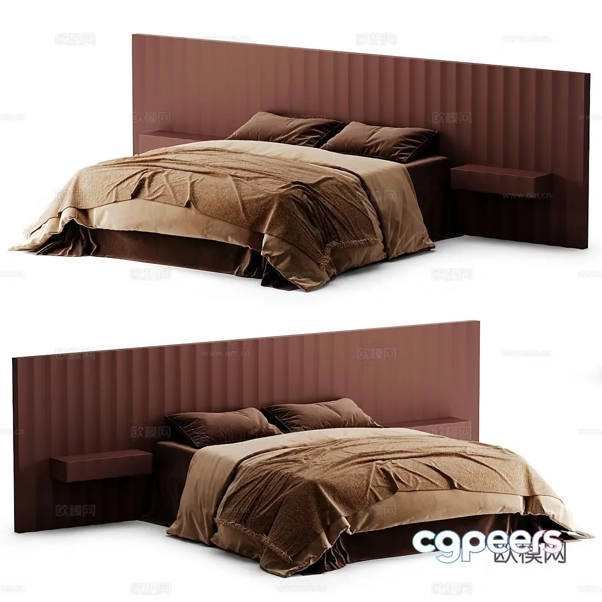 Modern Italian fabric double bed 3D model