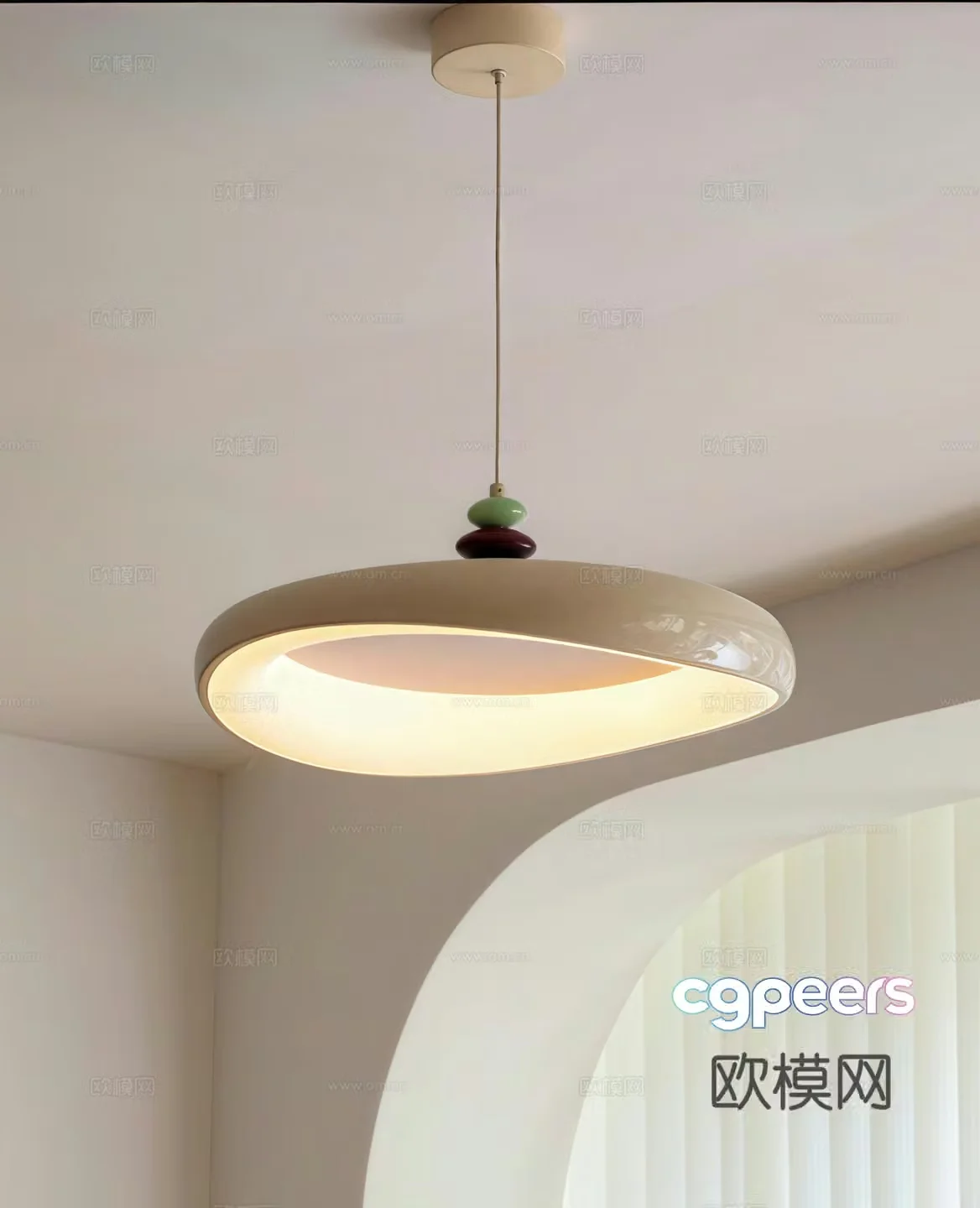 Creamy chandelier Decorative lamp 3d model