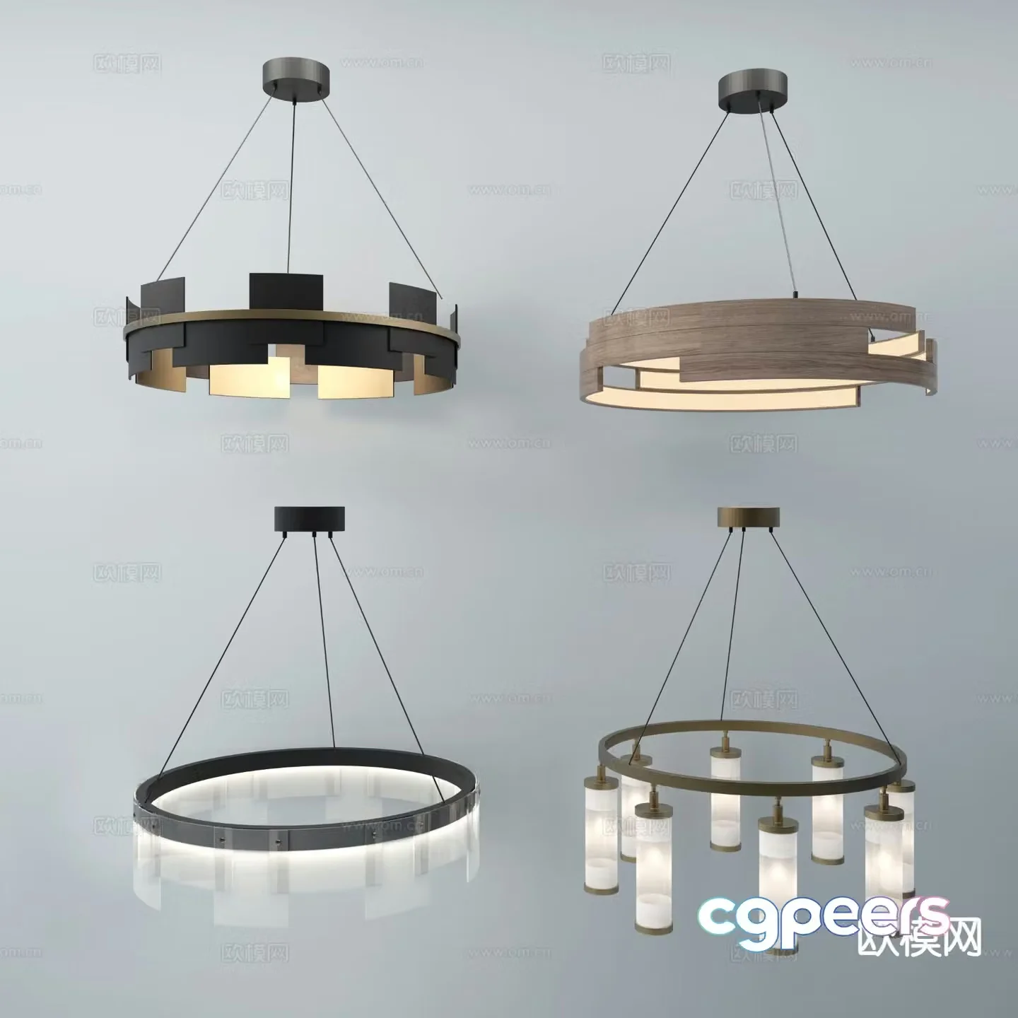 Nordic chandelier ring chandelier 3d model